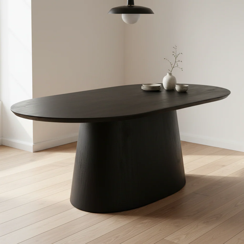 Perdoba Oval Mango Wood Black Finish Dining Table - Image 3