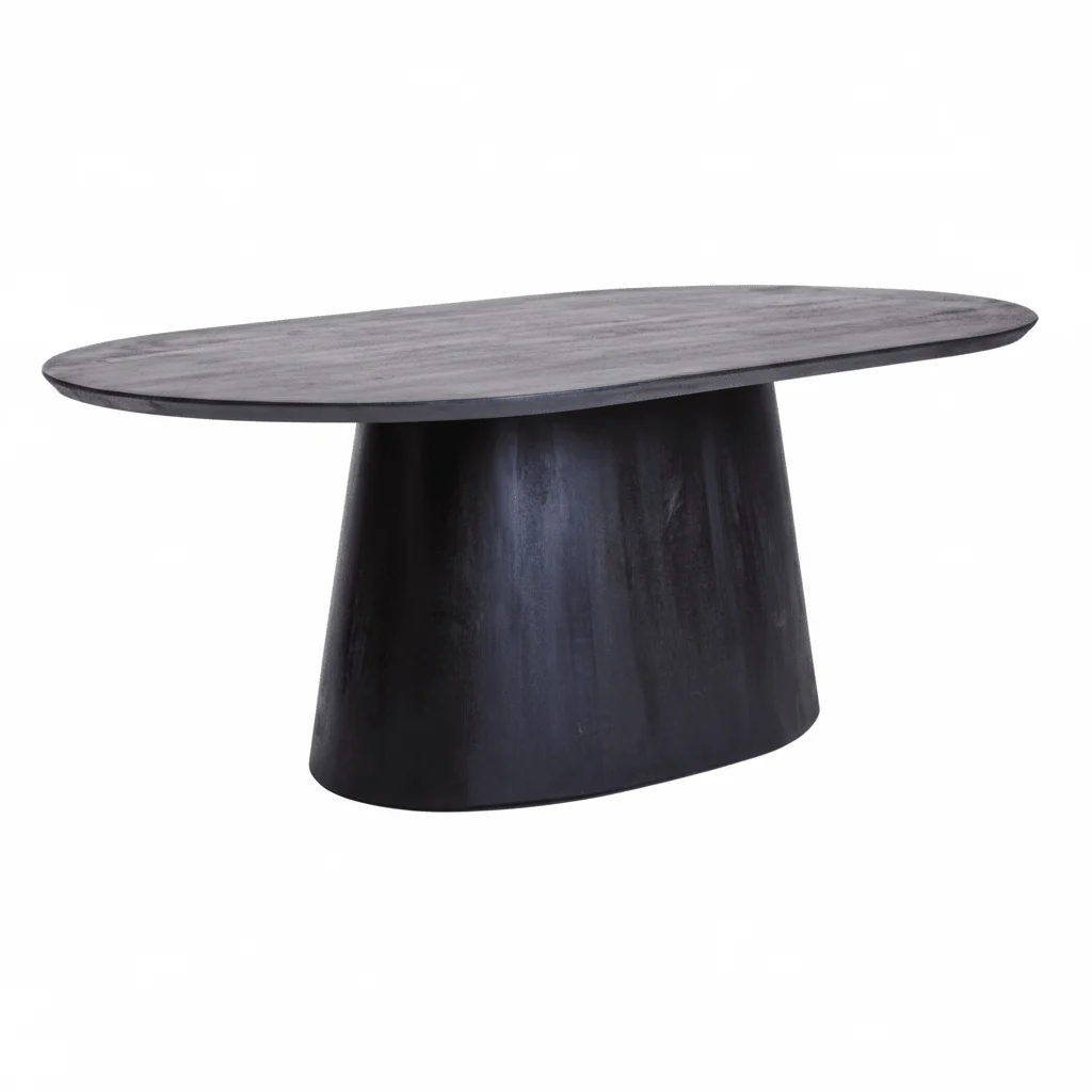 Perdoba Oval Mango Wood Black Finish Dining Table - Image 5