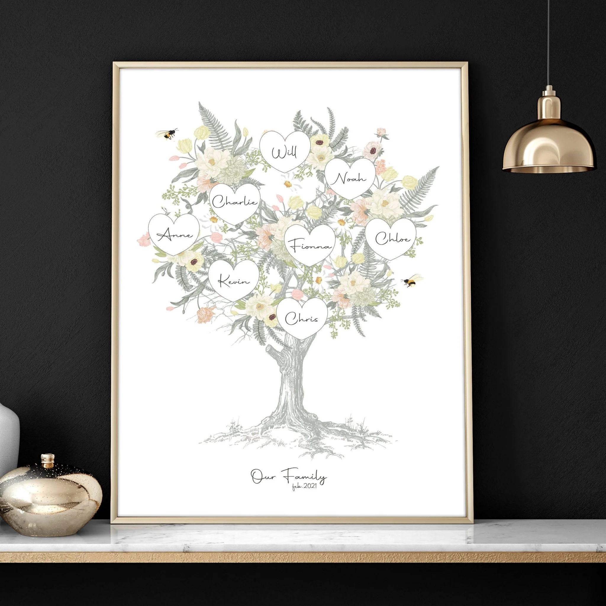 Family tree artwork Personalised wall art print - Image 3