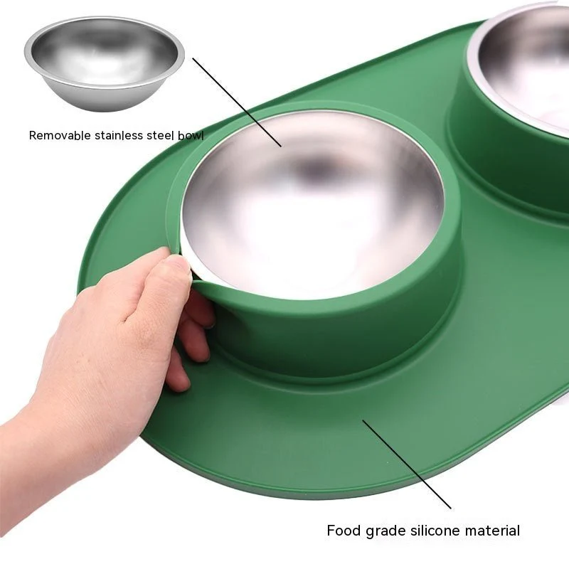 Pet Anti-skid Anti-splash Silicone Stainless Steel Bowl For Pet - Image 7