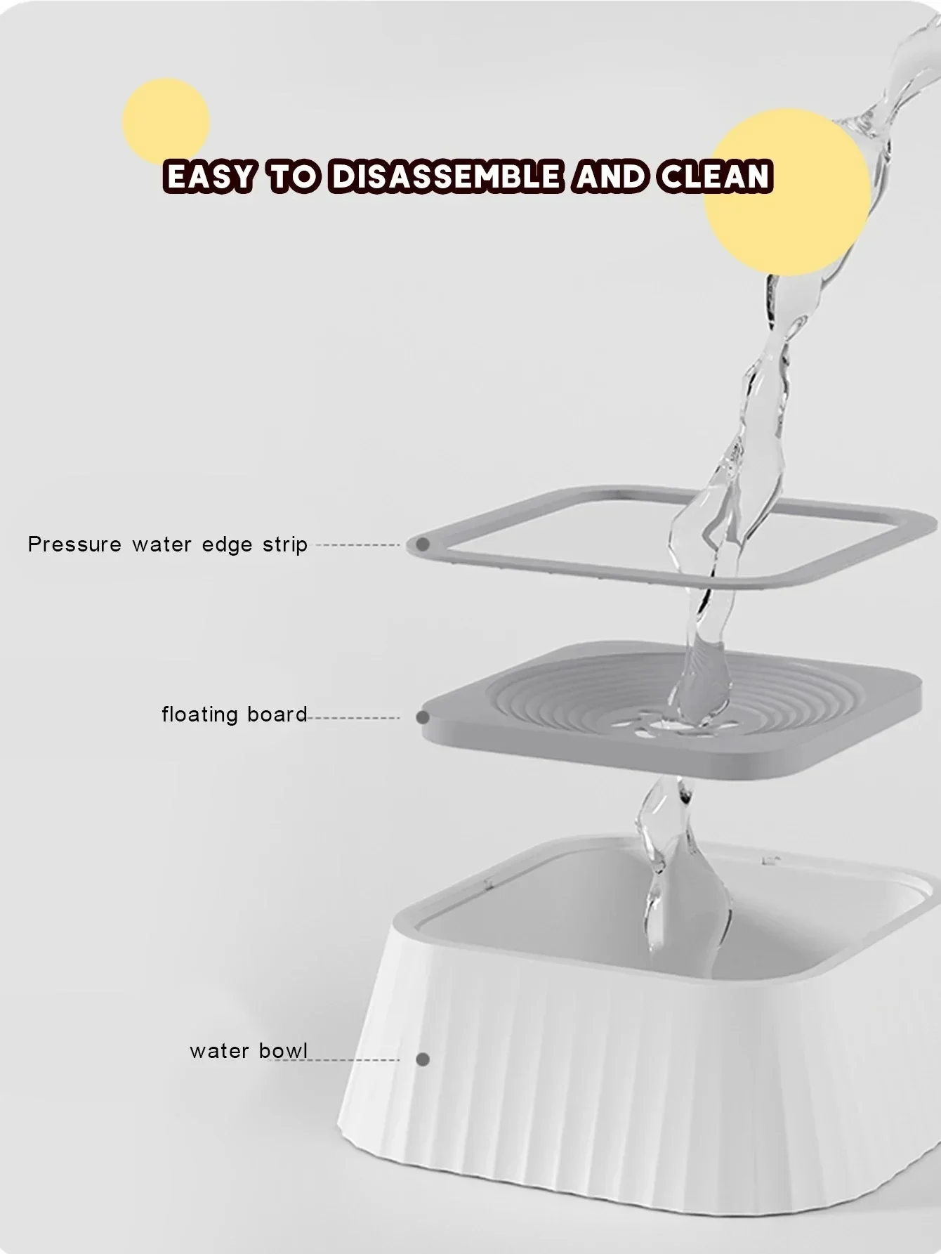 Pet Water Fountain with Floating Plates No Spill Dog Water Bowl Clean Drinking Slow Feeder Anti-splash Pet for Dogs for Pet - Image 3