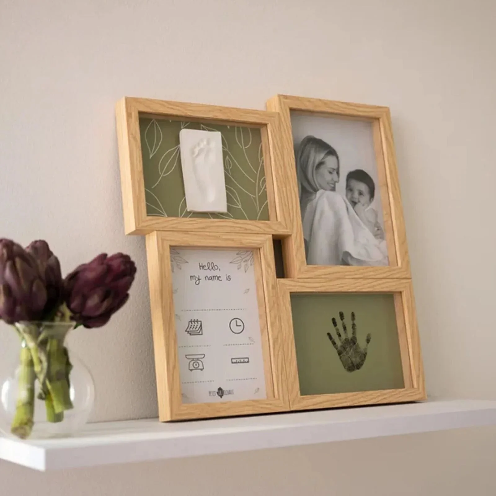 Petit Artichaut Puzzle Frame with Hand & Foot Imprints - Olive Tree - Image 2