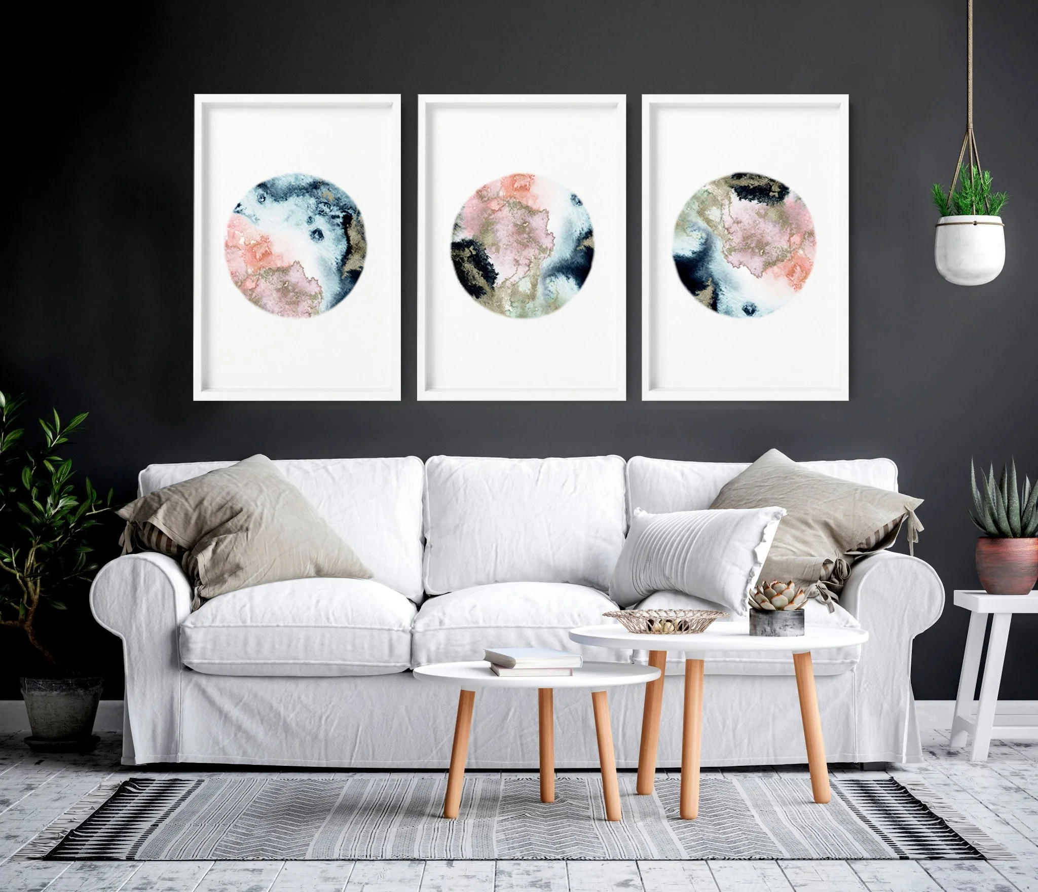 Phases of the moon print | set of 3 wall art for living room - Image 7