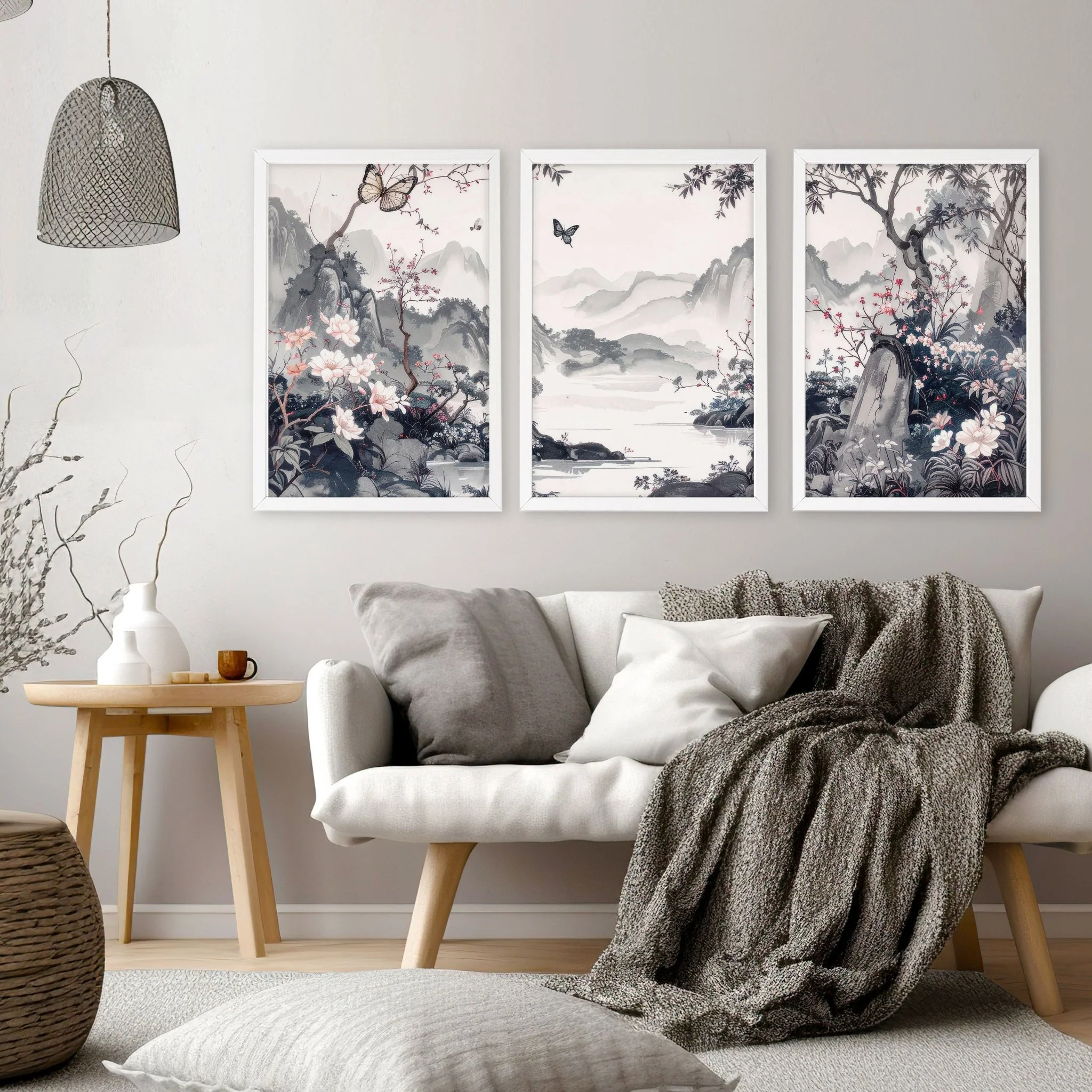 Picture Walls Living Room | Set of 3 Chinoiserie Wall art Prints - Image 11