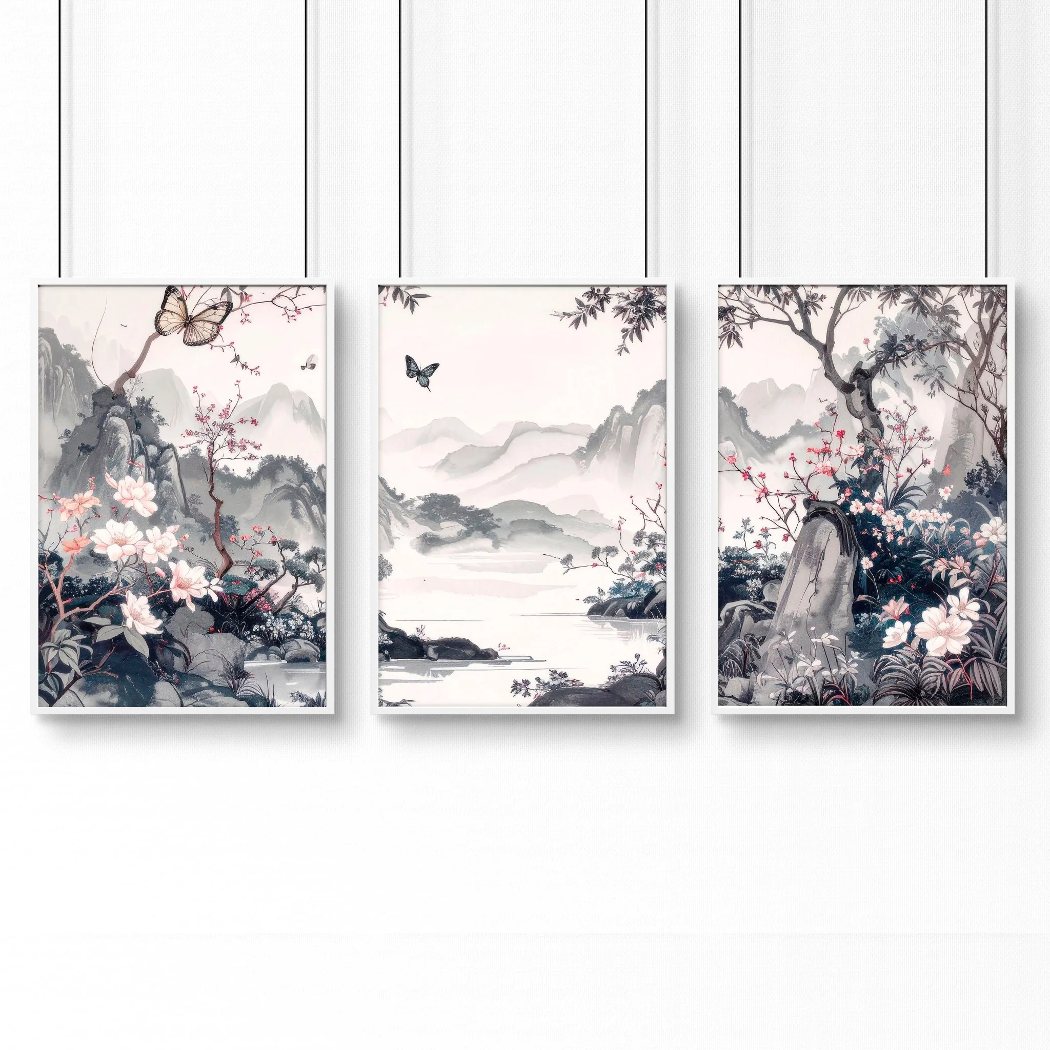 Picture Walls Living Room | Set of 3 Chinoiserie Wall art Prints - Image 20