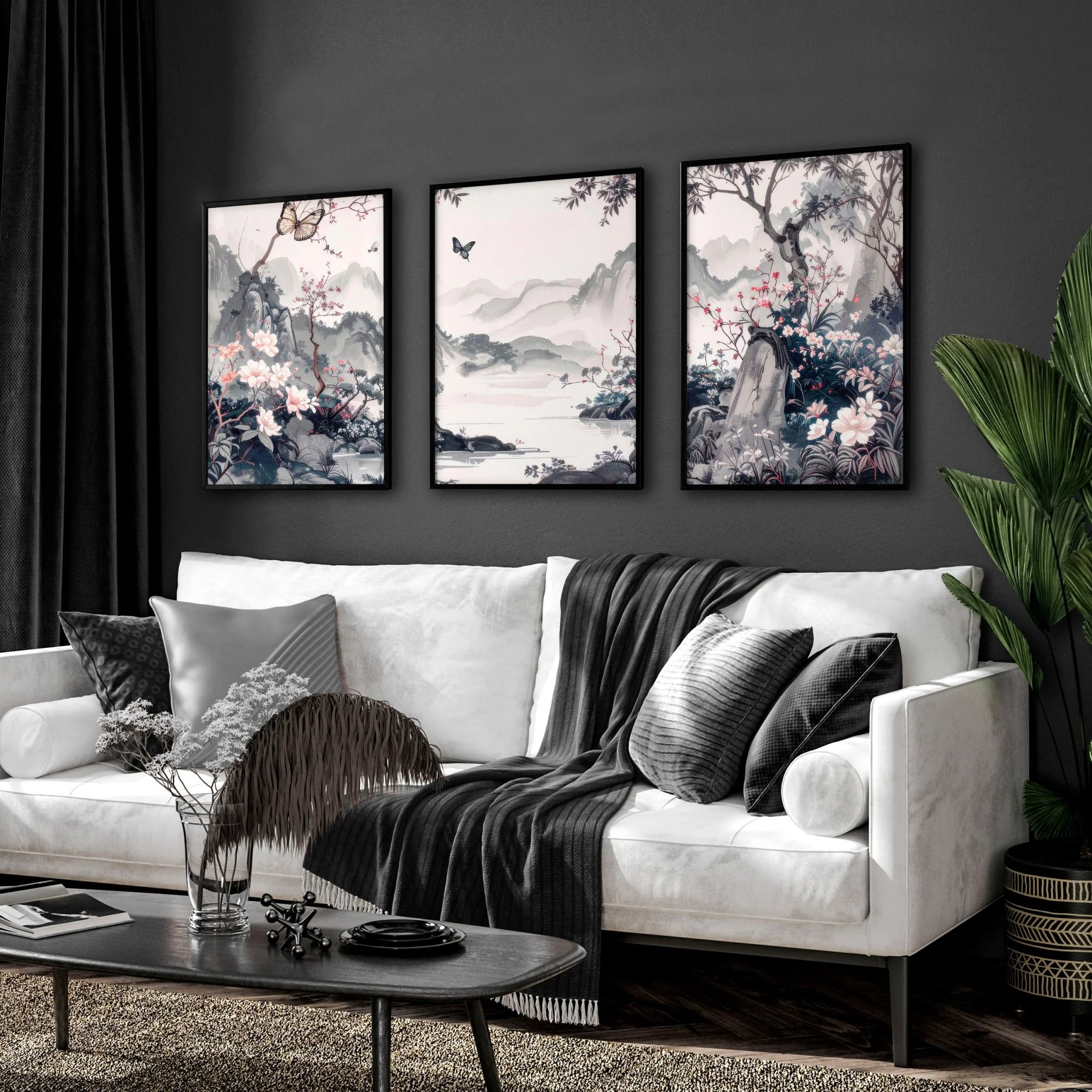 Picture Walls Living Room | Set of 3 Chinoiserie Wall art Prints - Image 7