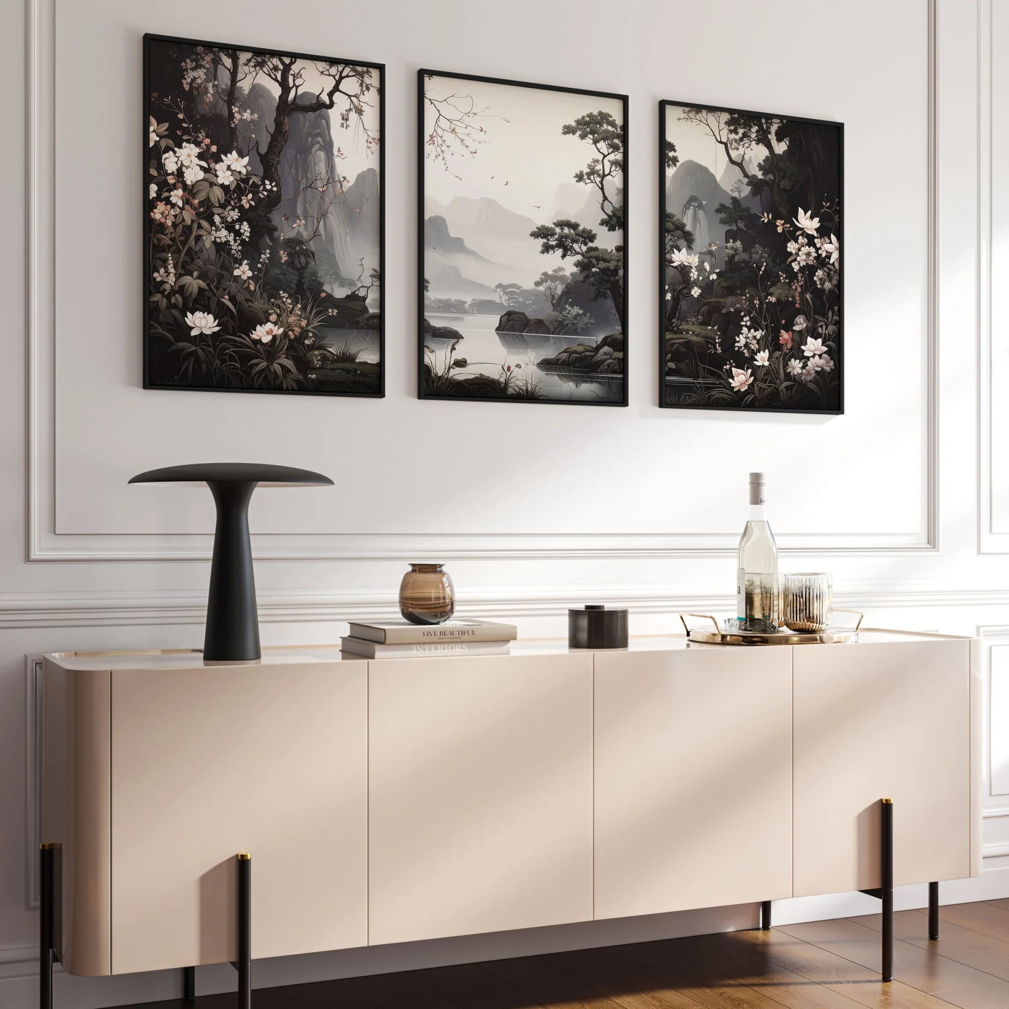 Pictures For Living Room Wall | Set of 3 Chinoiserie Wall art Prints - Image 10