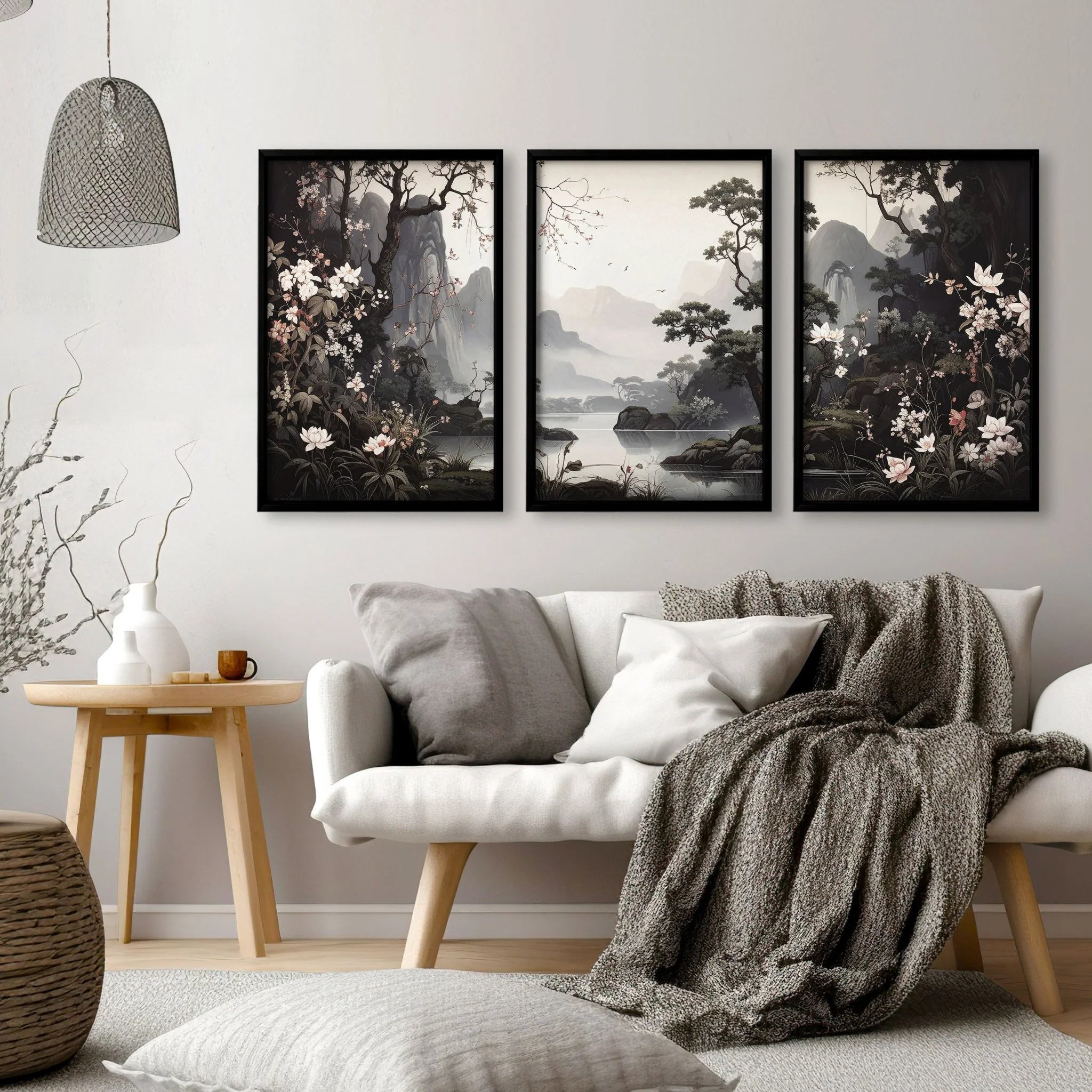 Pictures For Living Room Wall | Set of 3 Chinoiserie Wall art Prints - Image 11