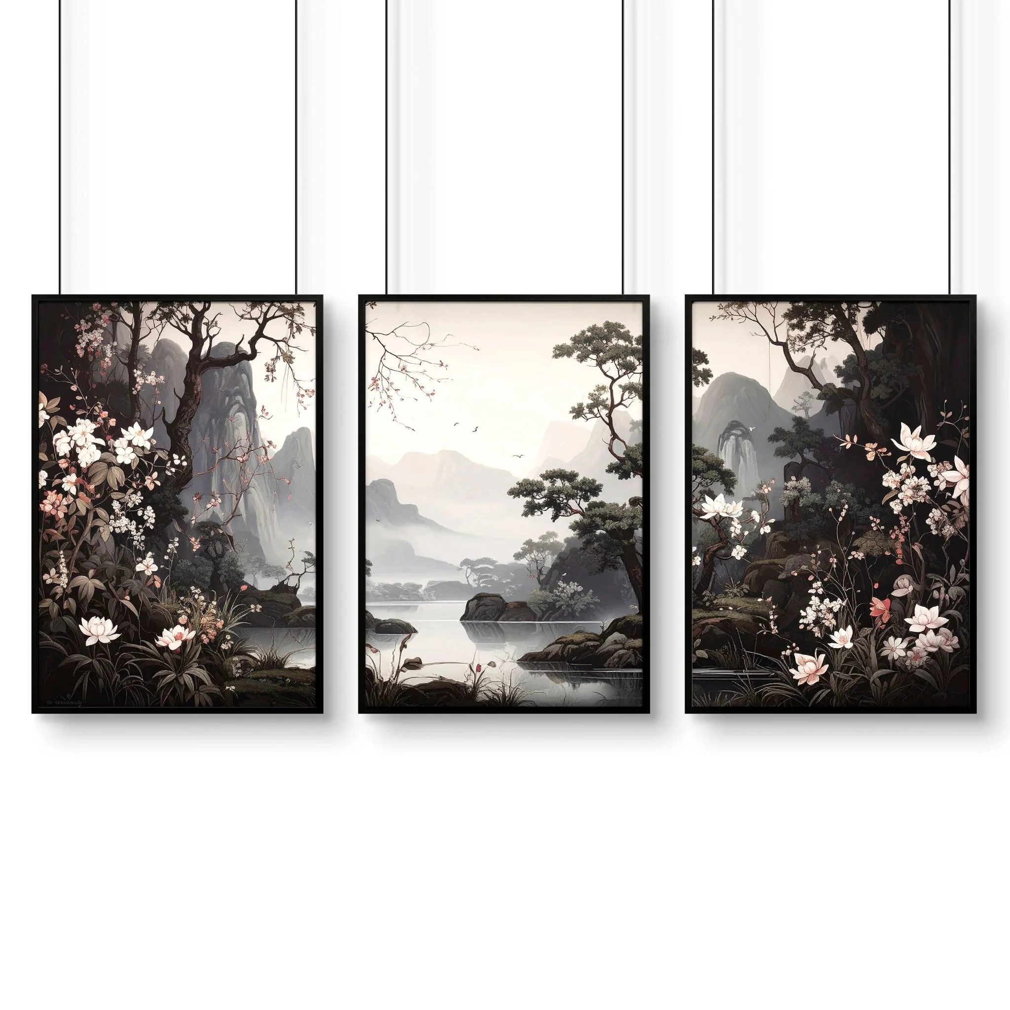 Pictures For Living Room Wall | Set of 3 Chinoiserie Wall art Prints - Image 17