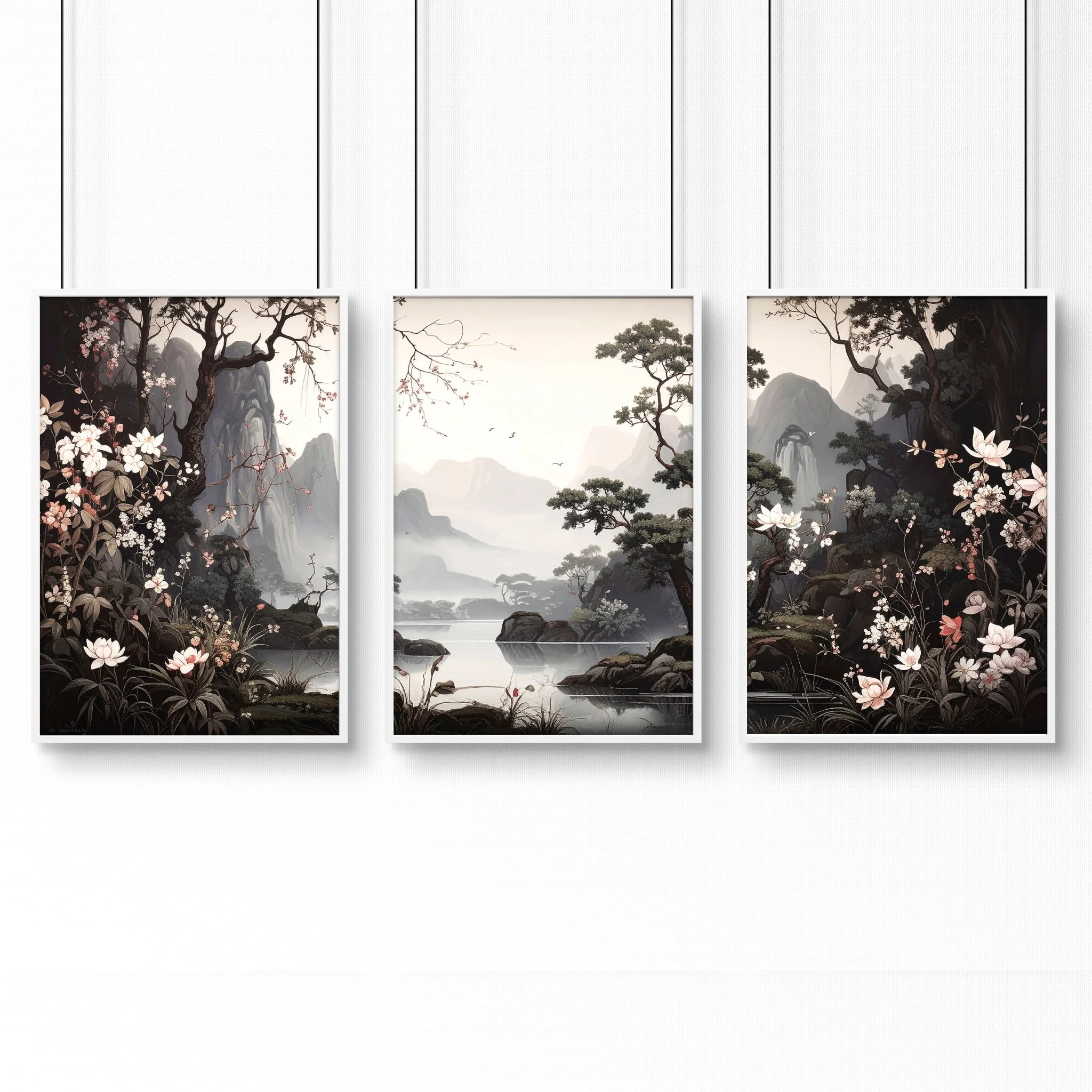 Pictures For Living Room Wall | Set of 3 Chinoiserie Wall art Prints - Image 19