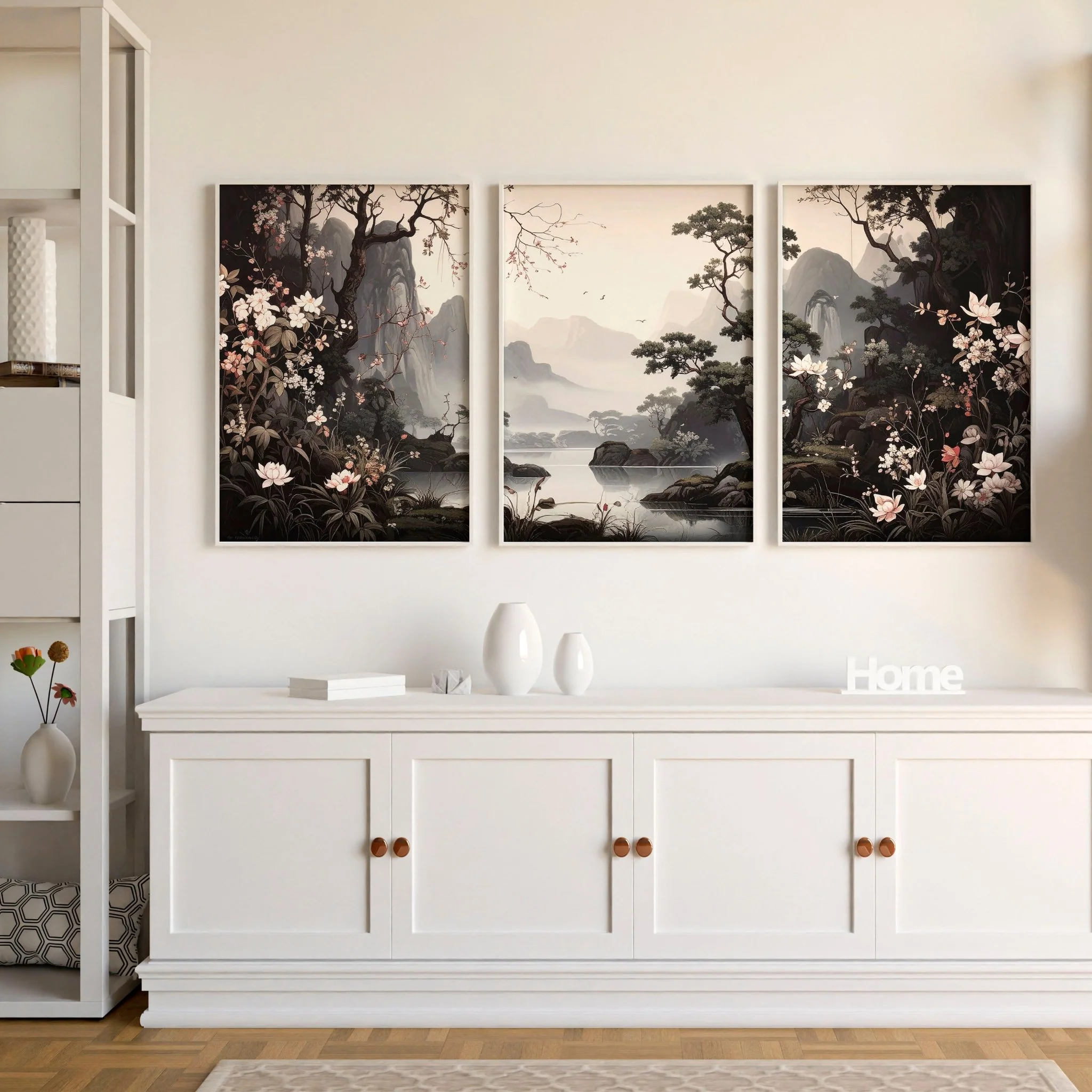 Pictures For Living Room Wall | Set of 3 Chinoiserie Wall art Prints - Image 2