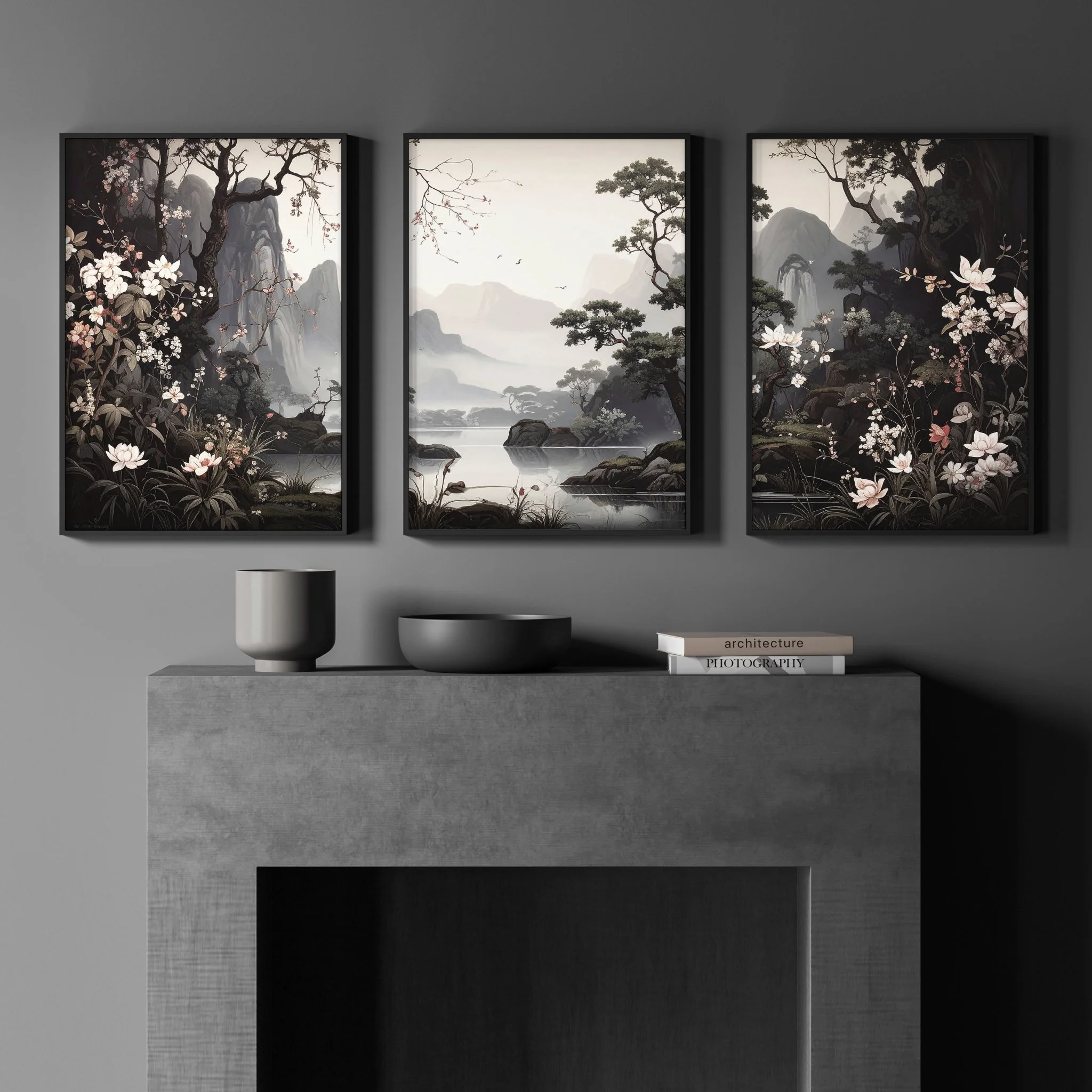 Pictures For Living Room Wall | Set of 3 Chinoiserie Wall art Prints - Image 4