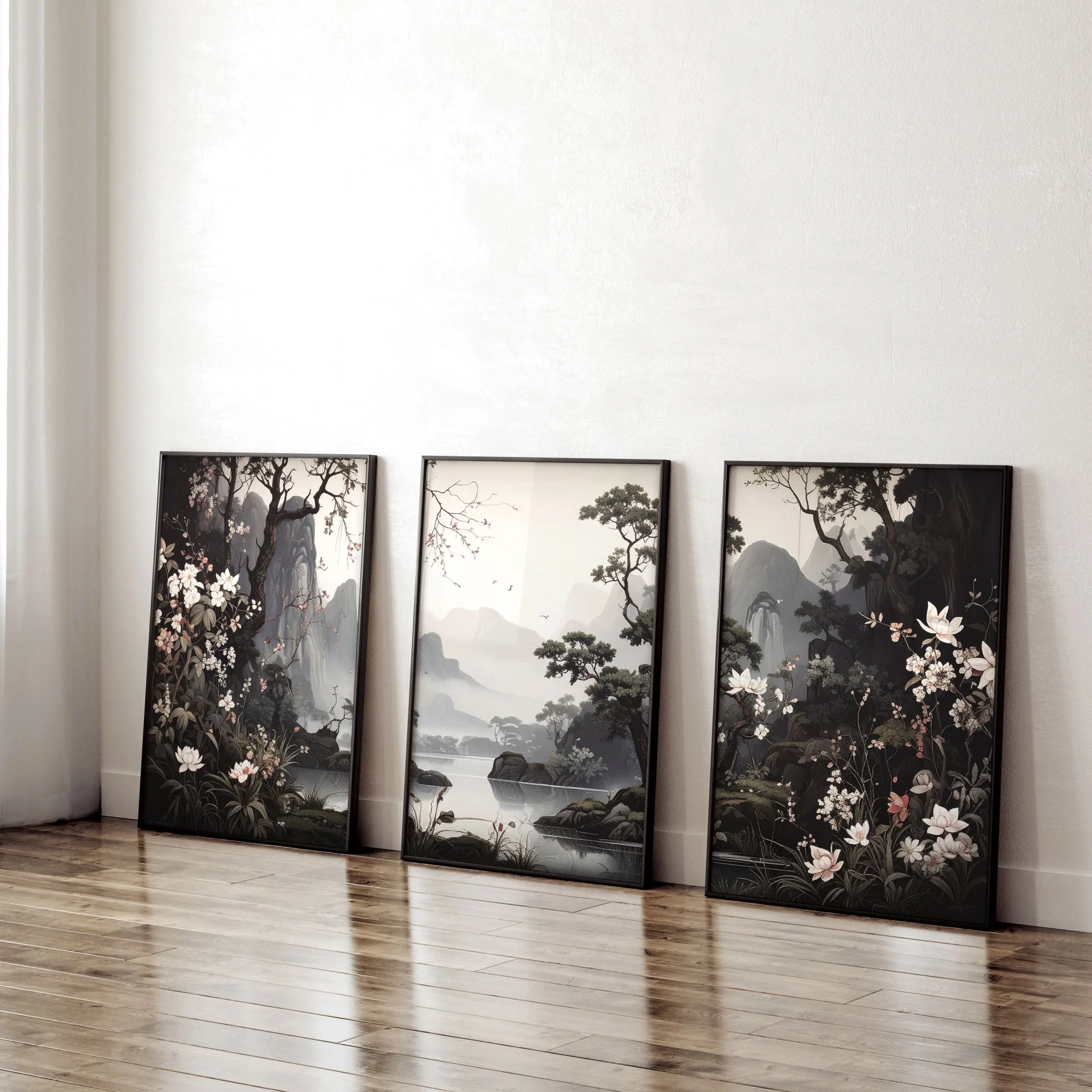 Pictures For Living Room Wall | Set of 3 Chinoiserie Wall art Prints - Image 5