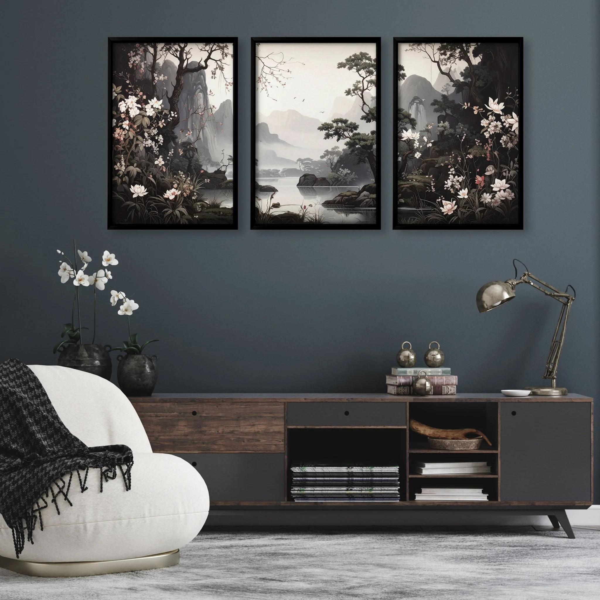 Pictures For Living Room Wall | Set of 3 Chinoiserie Wall art Prints - Image 6