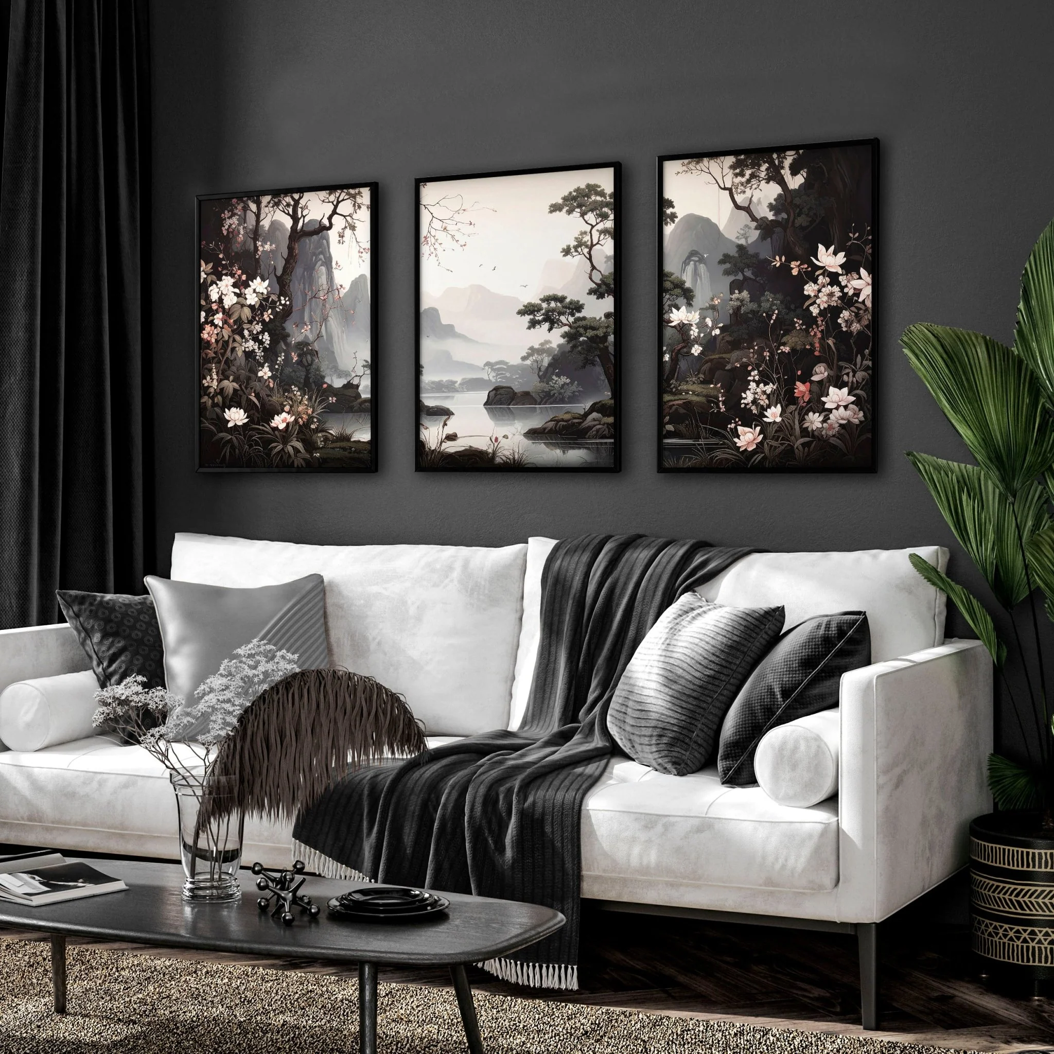 Pictures For Living Room Wall | Set of 3 Chinoiserie Wall art Prints - Image 8