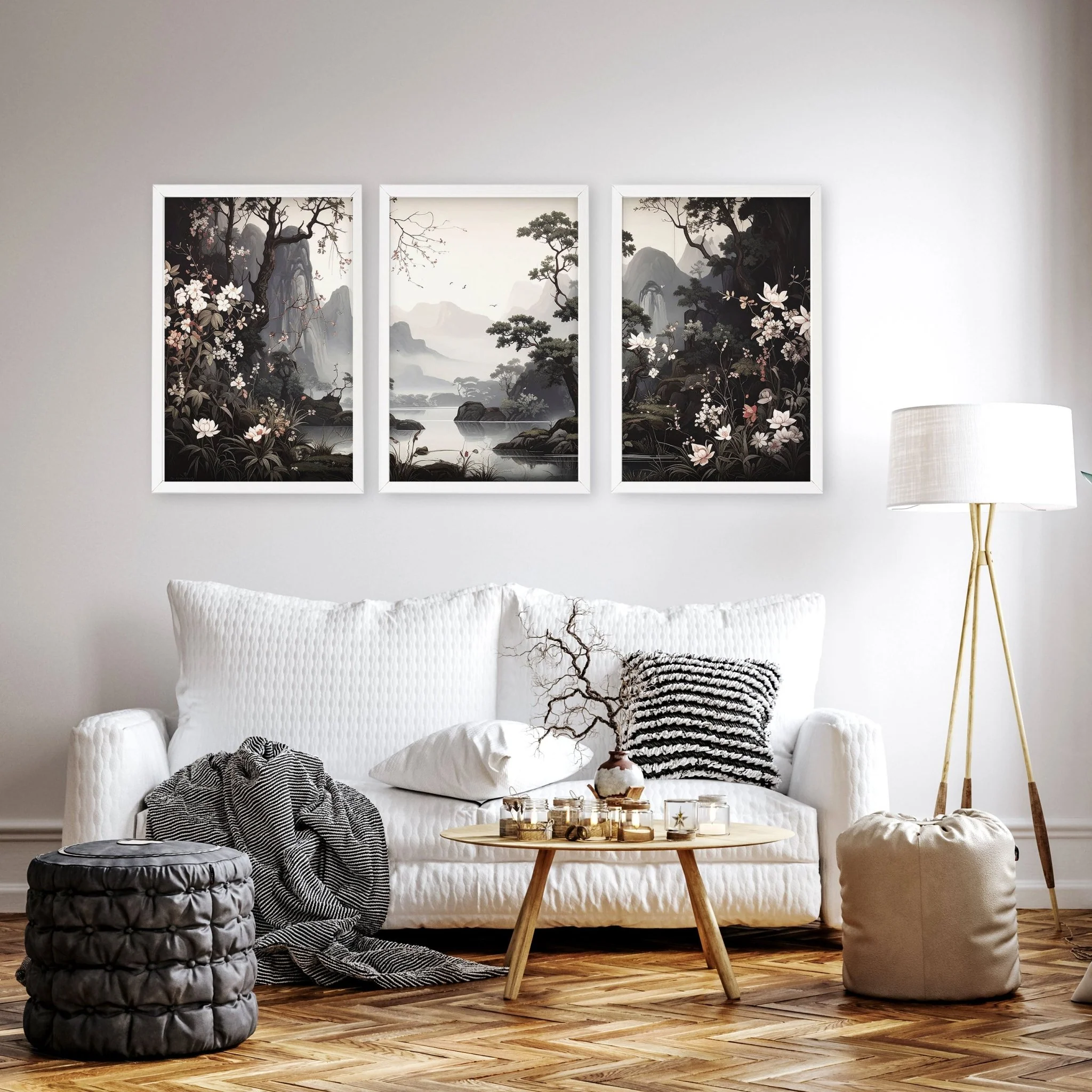 Pictures For Living Room Wall | Set of 3 Chinoiserie Wall art Prints - Image 9