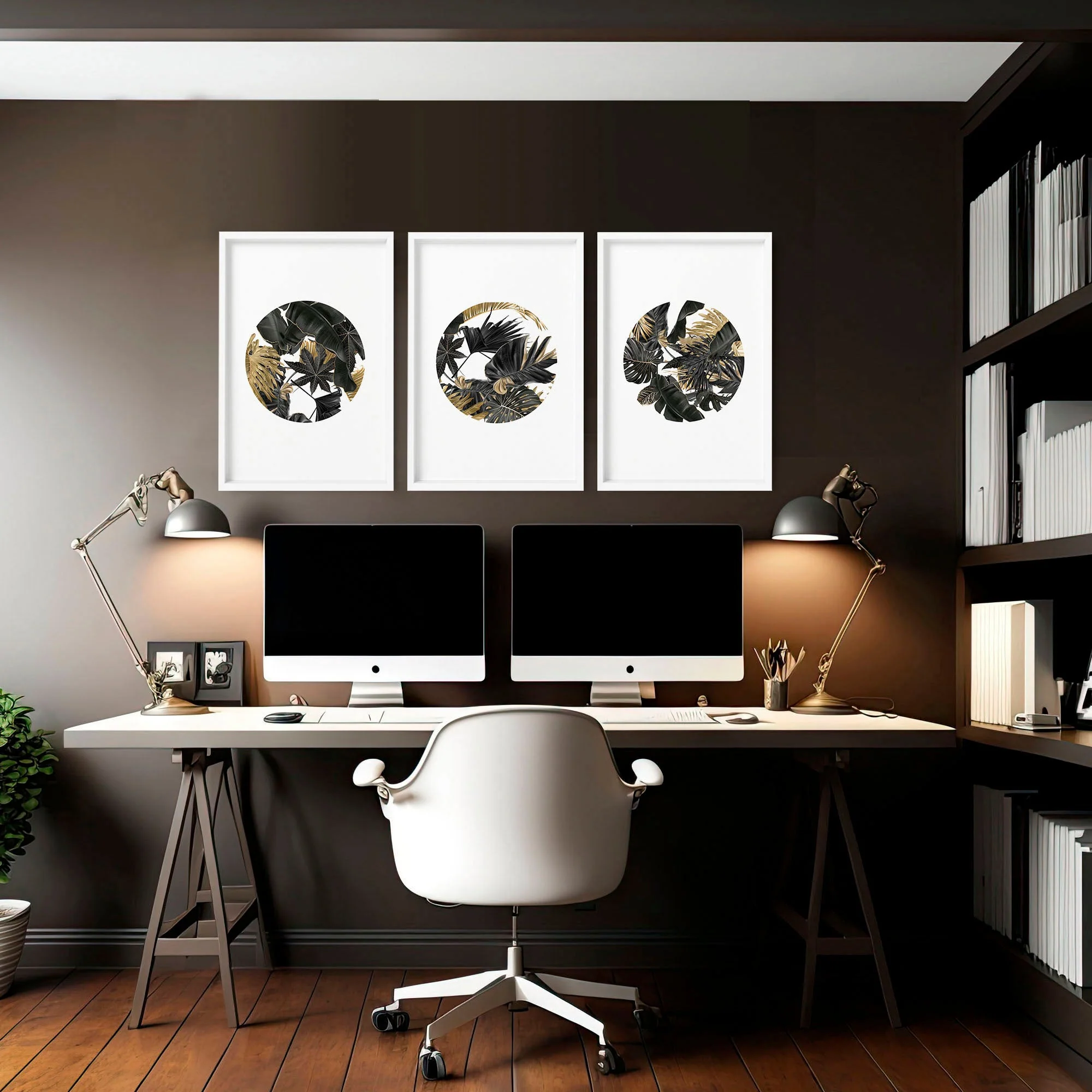 Pictures for office wall | set of 3 Tropical Gold wall art prints - Image 2