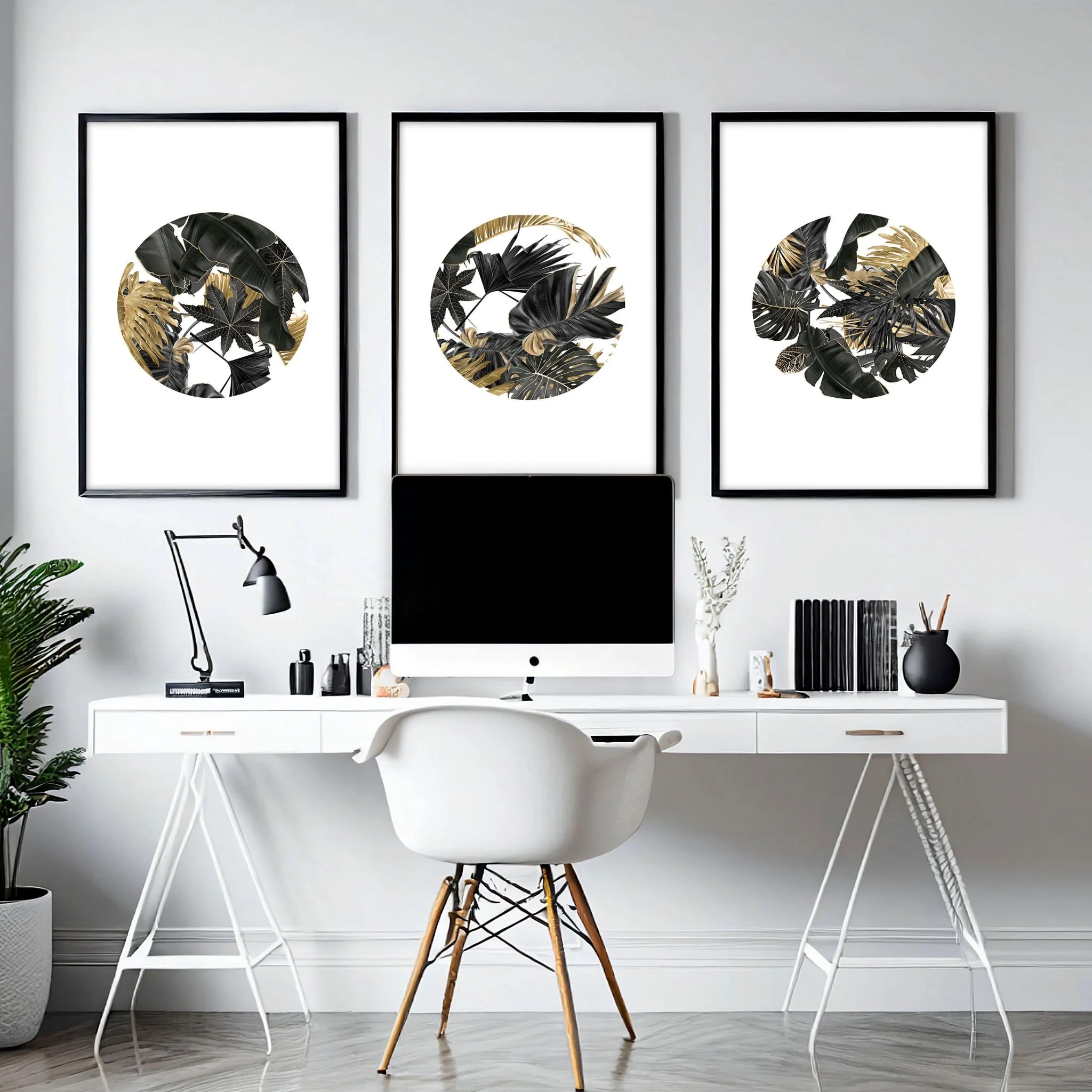 Pictures for office wall | set of 3 Tropical Gold wall art prints - Image 3