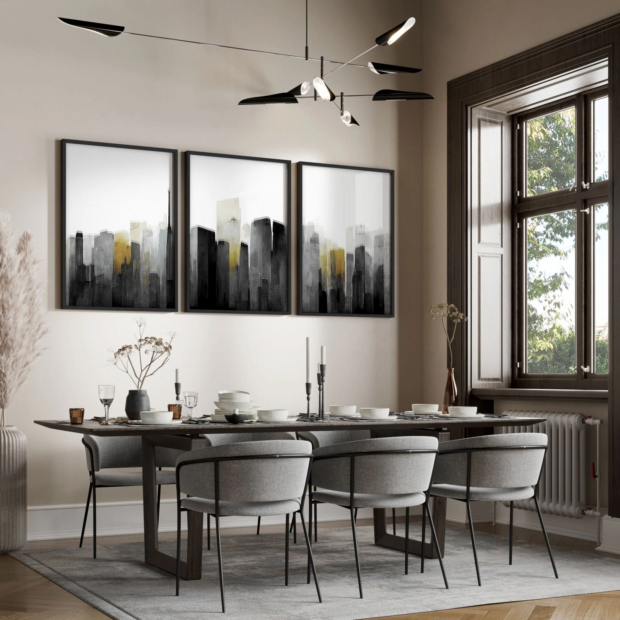 Pictures Framed For Wall | Set of 3 Urban Skyscrapers Wall art Prints