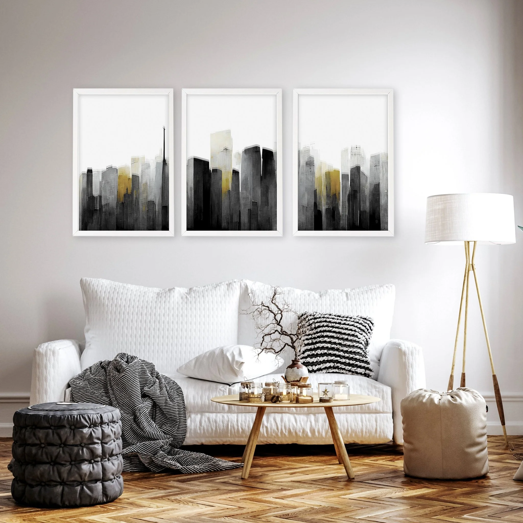 Pictures Framed For Wall | Set of 3 Urban Skyscrapers Wall art Prints - Image 6