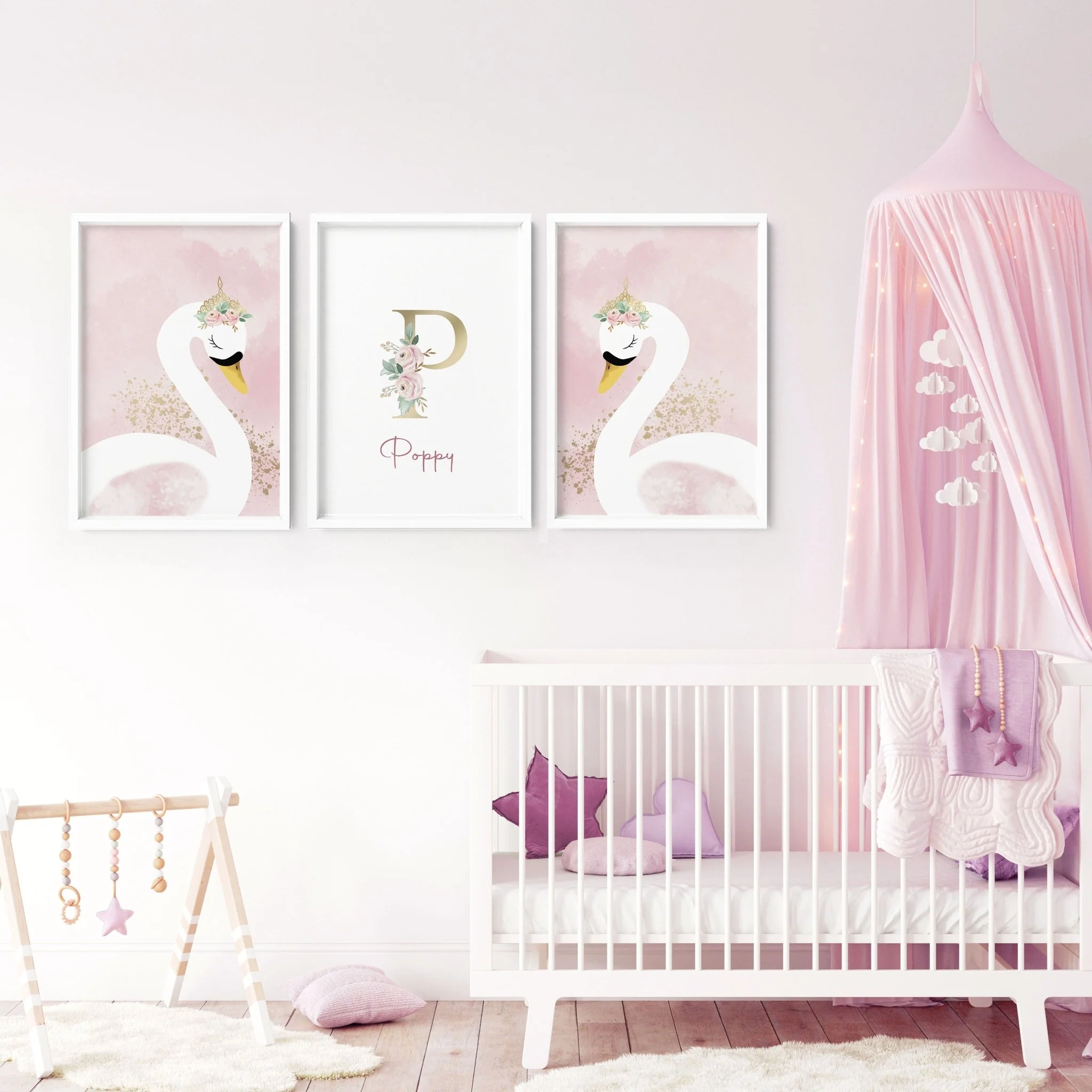 Swan Nursery wall decor | set of 3 wall art prints - Image 2