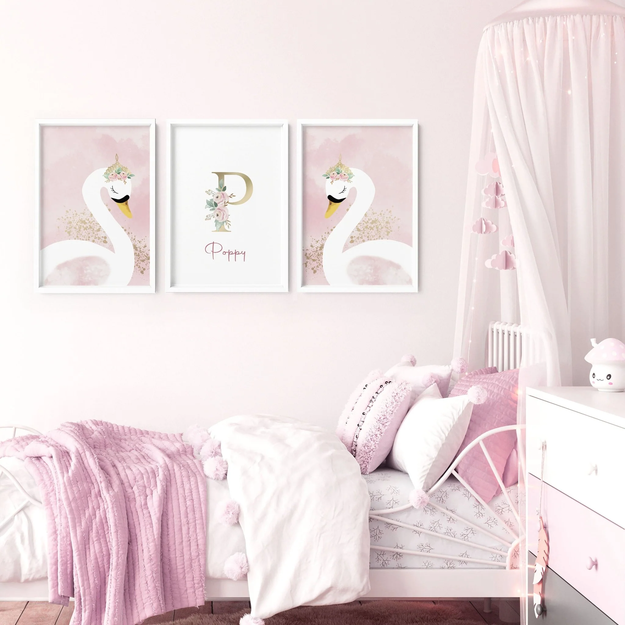 Swan Nursery wall decor | set of 3 wall art prints - Image 6