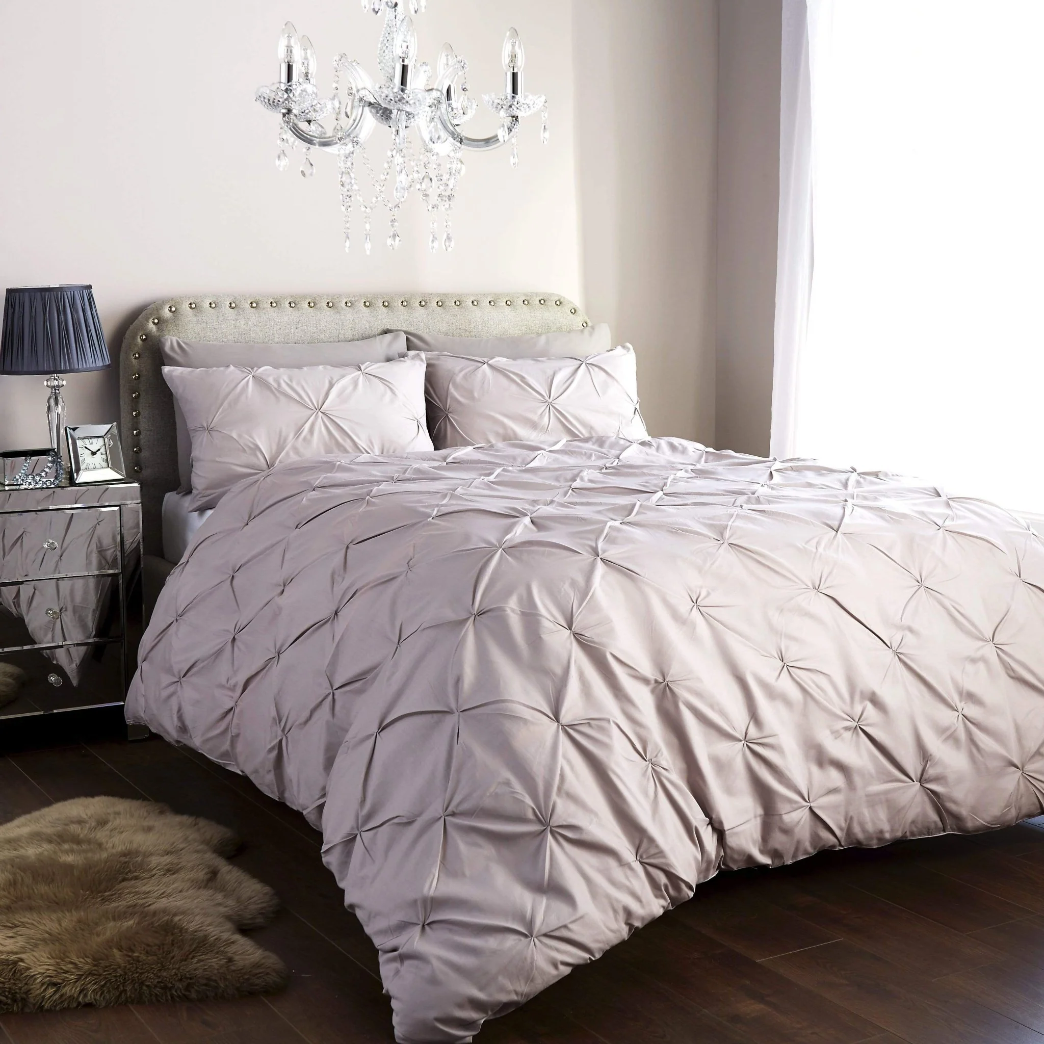 Pintuck Elegance Luxurious Cotton Rich Duvet Cover Set with Handmade Pinch Pleats Available in Single Double King and Super King Sizes OEKO-TEX Certified - Image 3