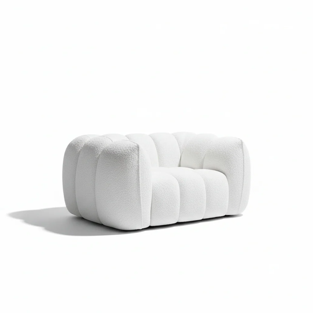 Pooky Pumpkin Single Armchair, White Boucle