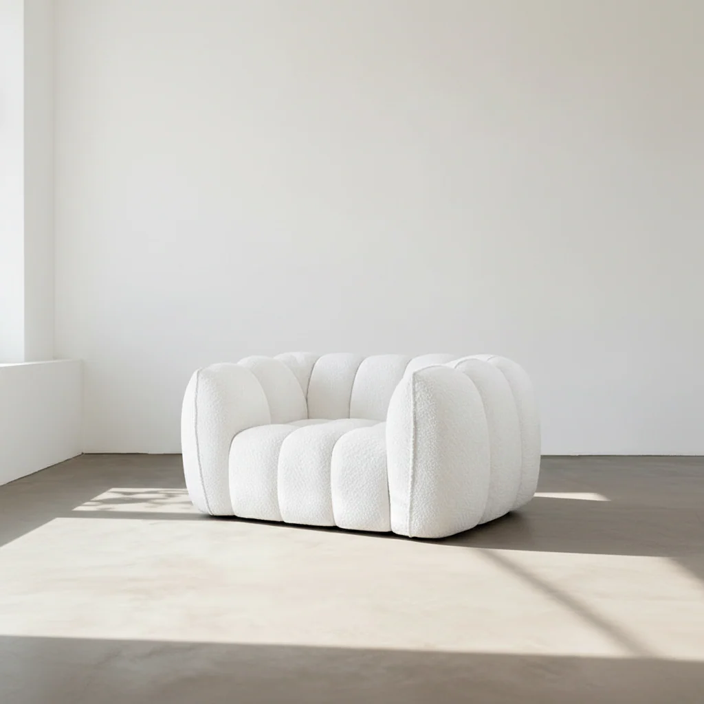 Pooky Pumpkin Single Armchair, White Boucle - Image 10