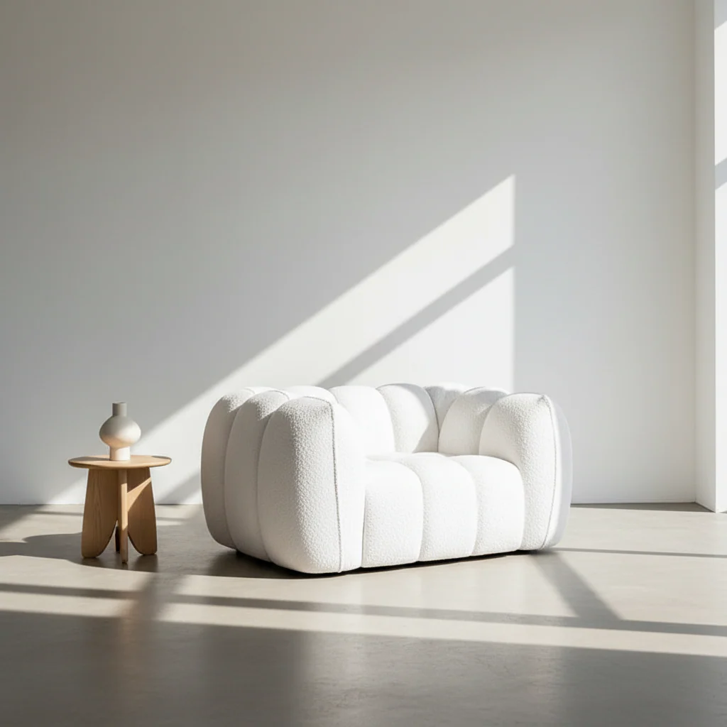 Pooky Pumpkin Single Armchair, White Boucle - Image 12