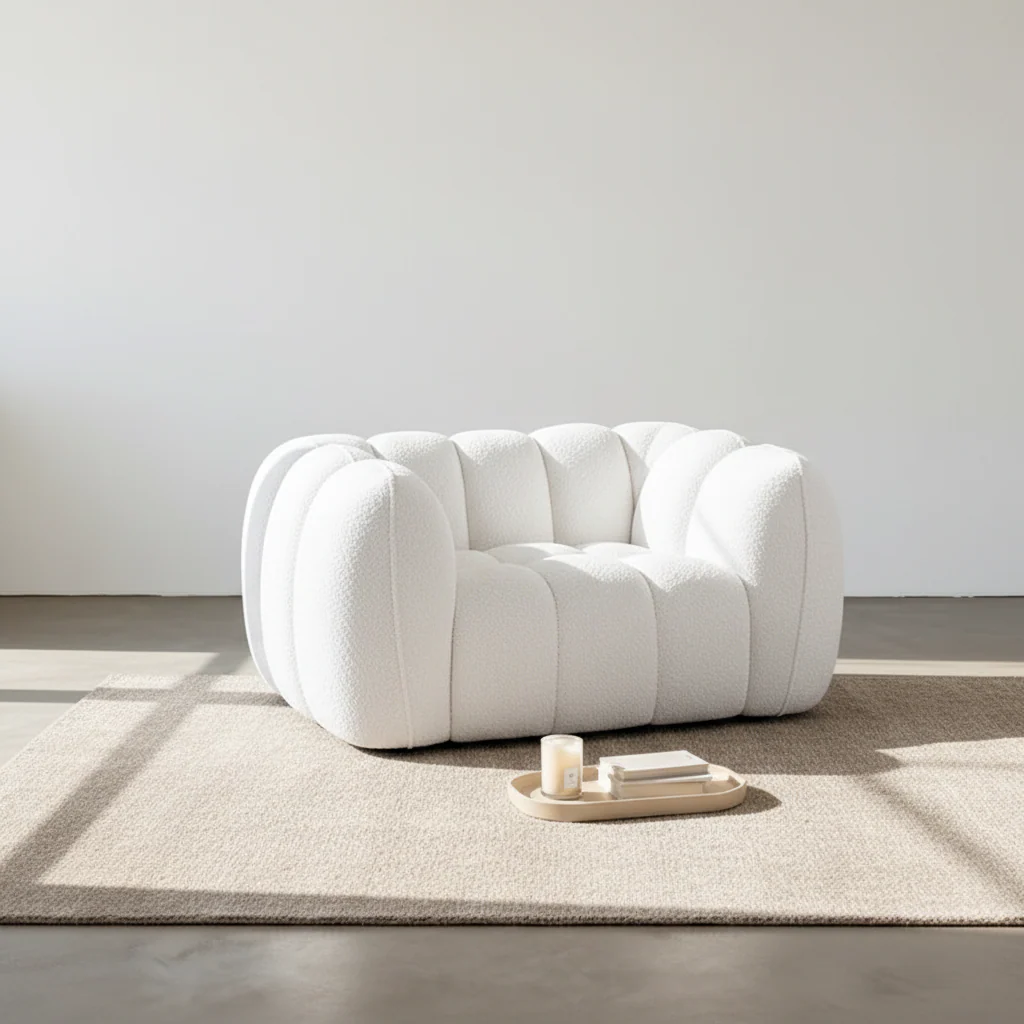 Pooky Pumpkin Single Armchair, White Boucle - Image 4