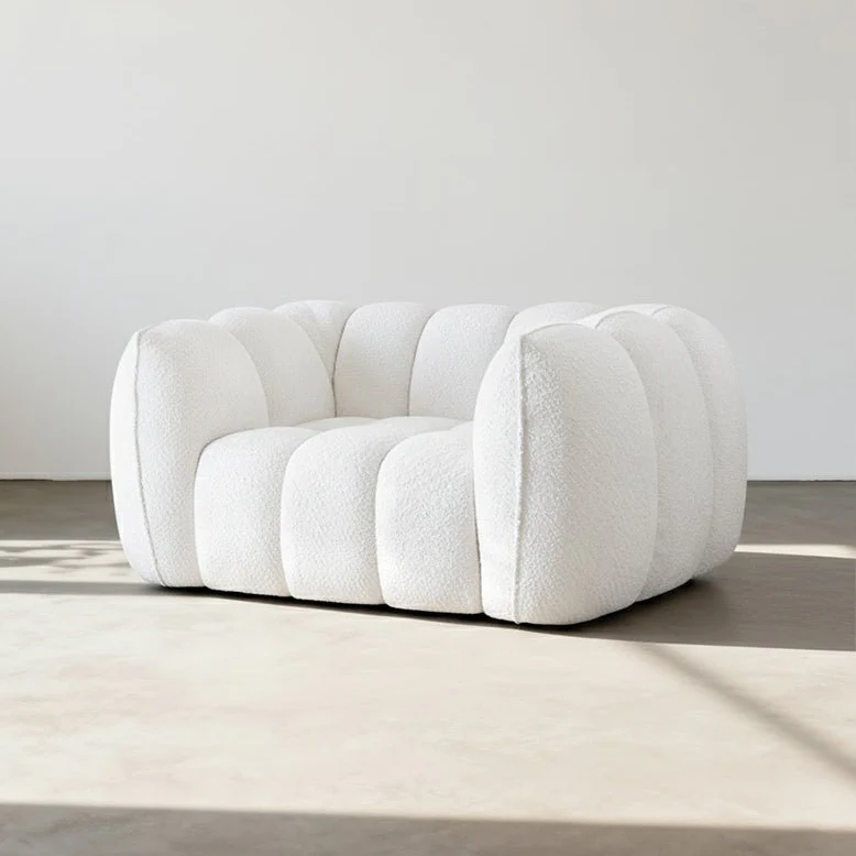 Pooky Pumpkin Single Armchair, White Boucle - Image 5