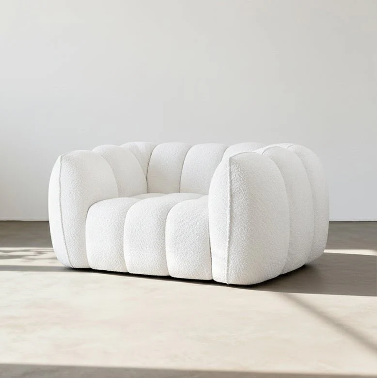 Pooky Pumpkin Single Armchair, White Boucle - Image 6
