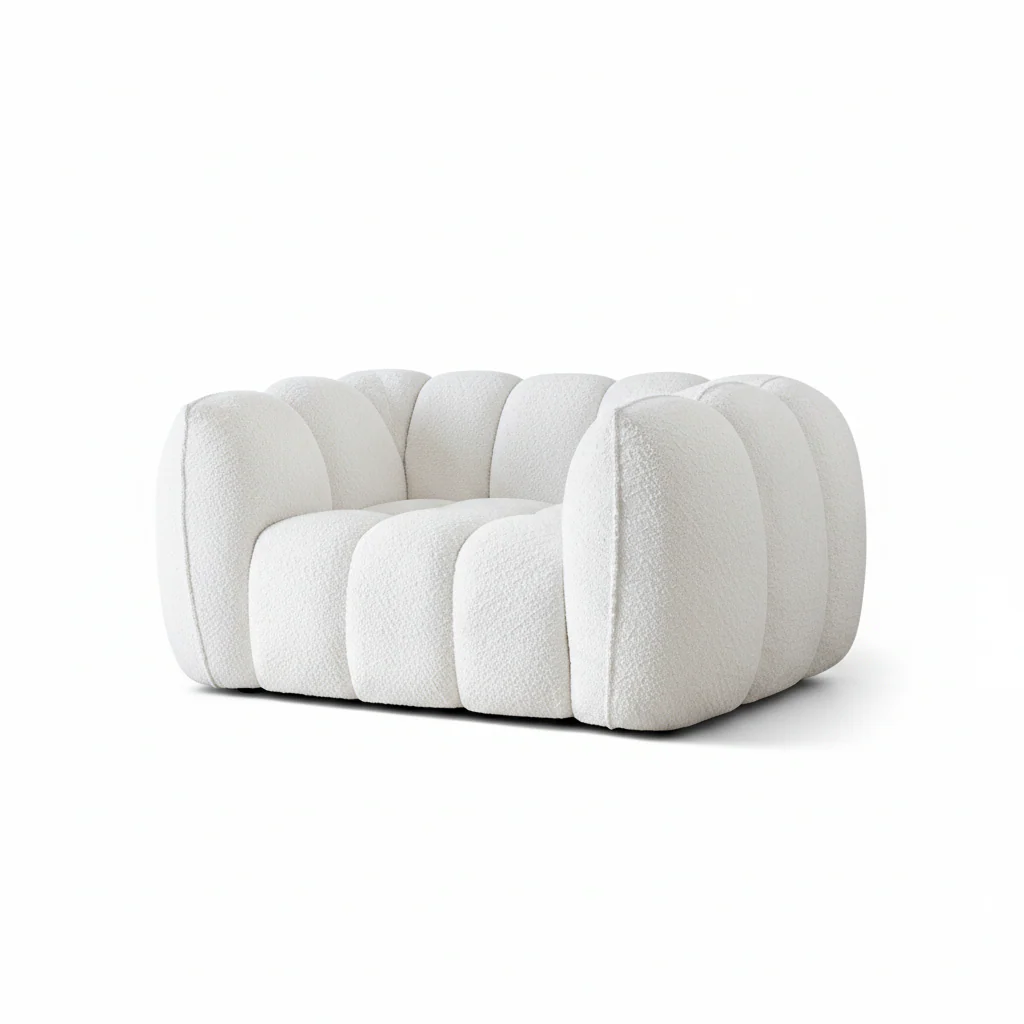 Pooky Pumpkin Single Armchair, White Boucle - Image 9