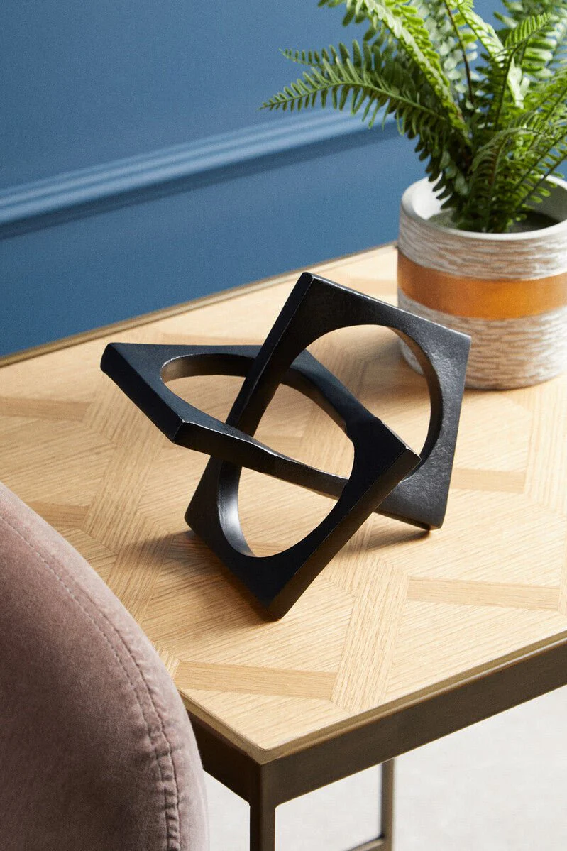 Prato Black Finish Square Knot Sculpture - Image 7