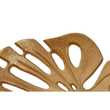 Prato Monstera Large Gold Finish Leaf Dish - Image 11