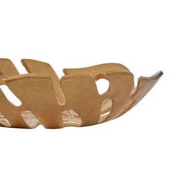 Prato Monstera Large Gold Finish Leaf Dish - Image 13