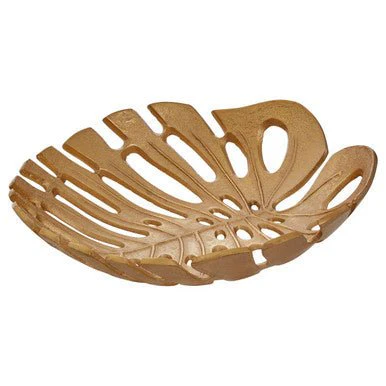 Prato Monstera Large Gold Finish Leaf Dish - Image 14