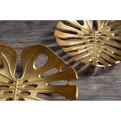 Prato Monstera Small Gold Finish Leaf Dish - Image 7