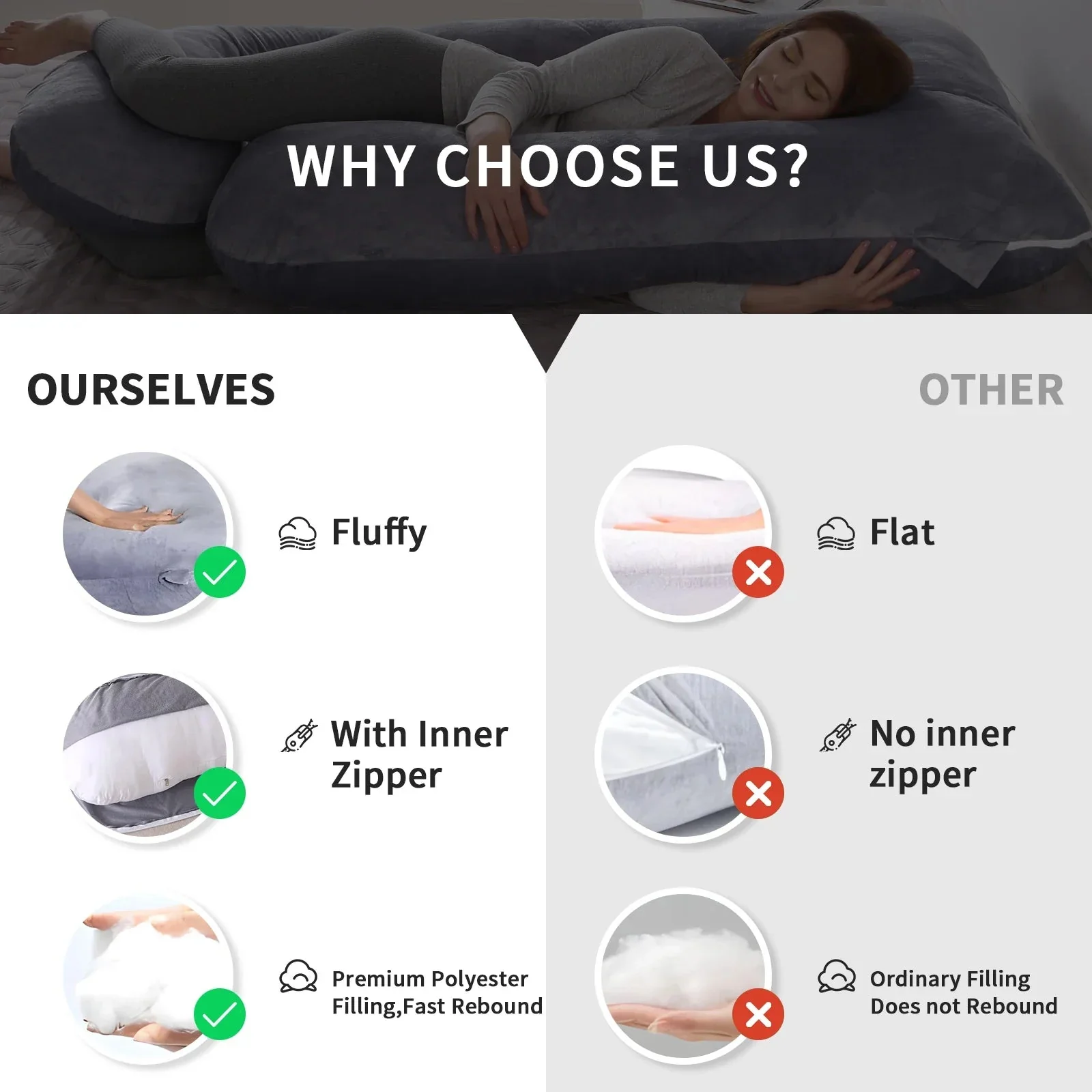 Pregnancy Pillows for Sleeping, G Shaped Full Body Maternity Pillow with Removable Cover - Support for Belly for Pregnant Women - Image 6