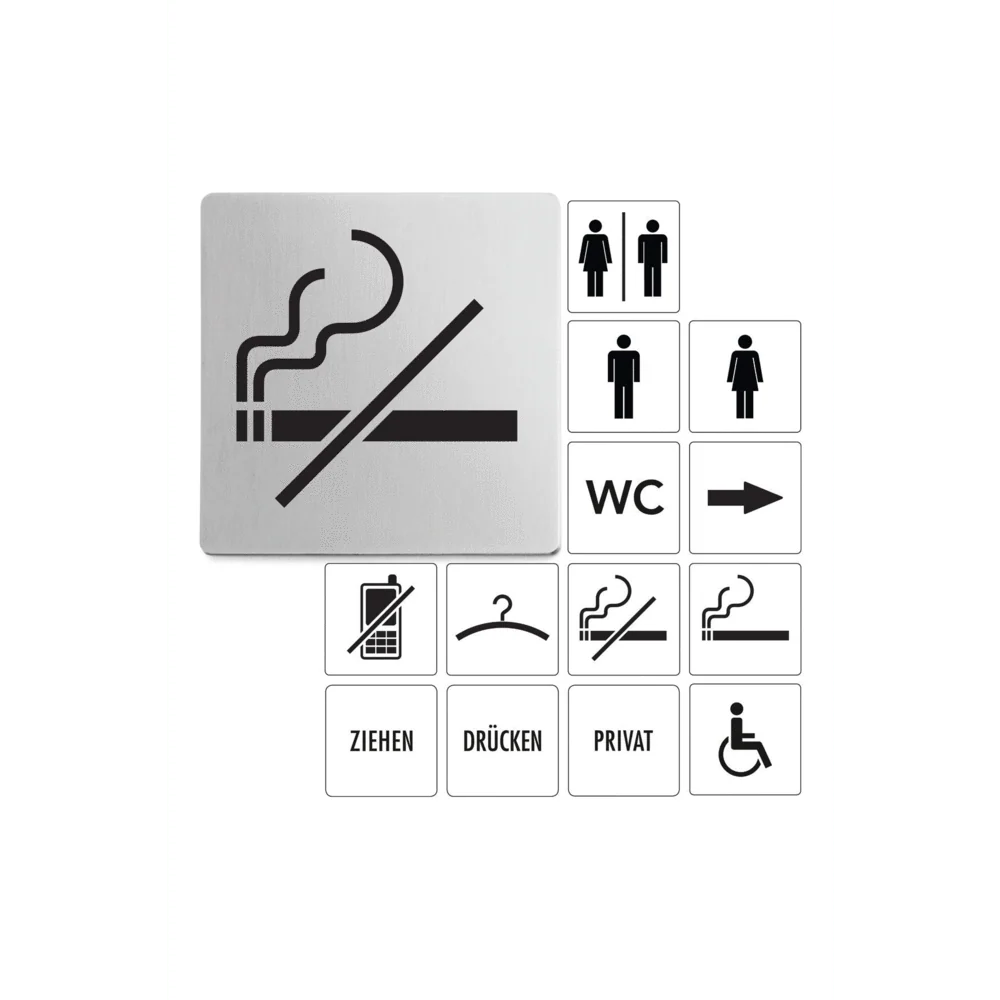 Premium Indici No Smoking Sign - Brushed Stainless Steel 50719 - Image 2