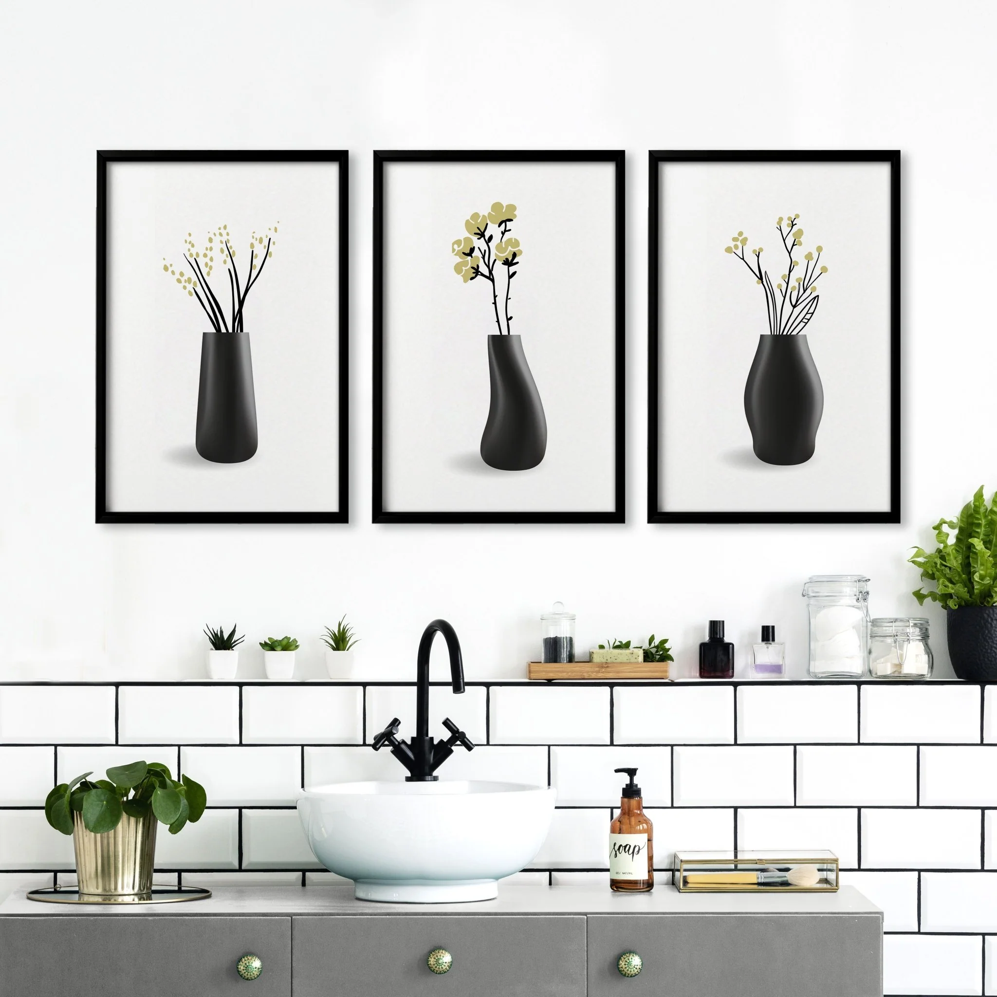 Prints For Bathroom Walls | Set of 3 Botanical Wall art Prints - Image 2