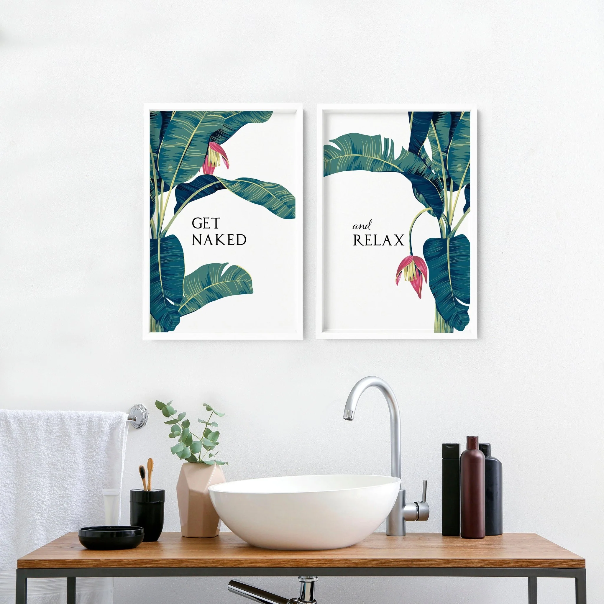 Prints for the bathroom walls | Set of 2 Tropical  wall art - Image 3