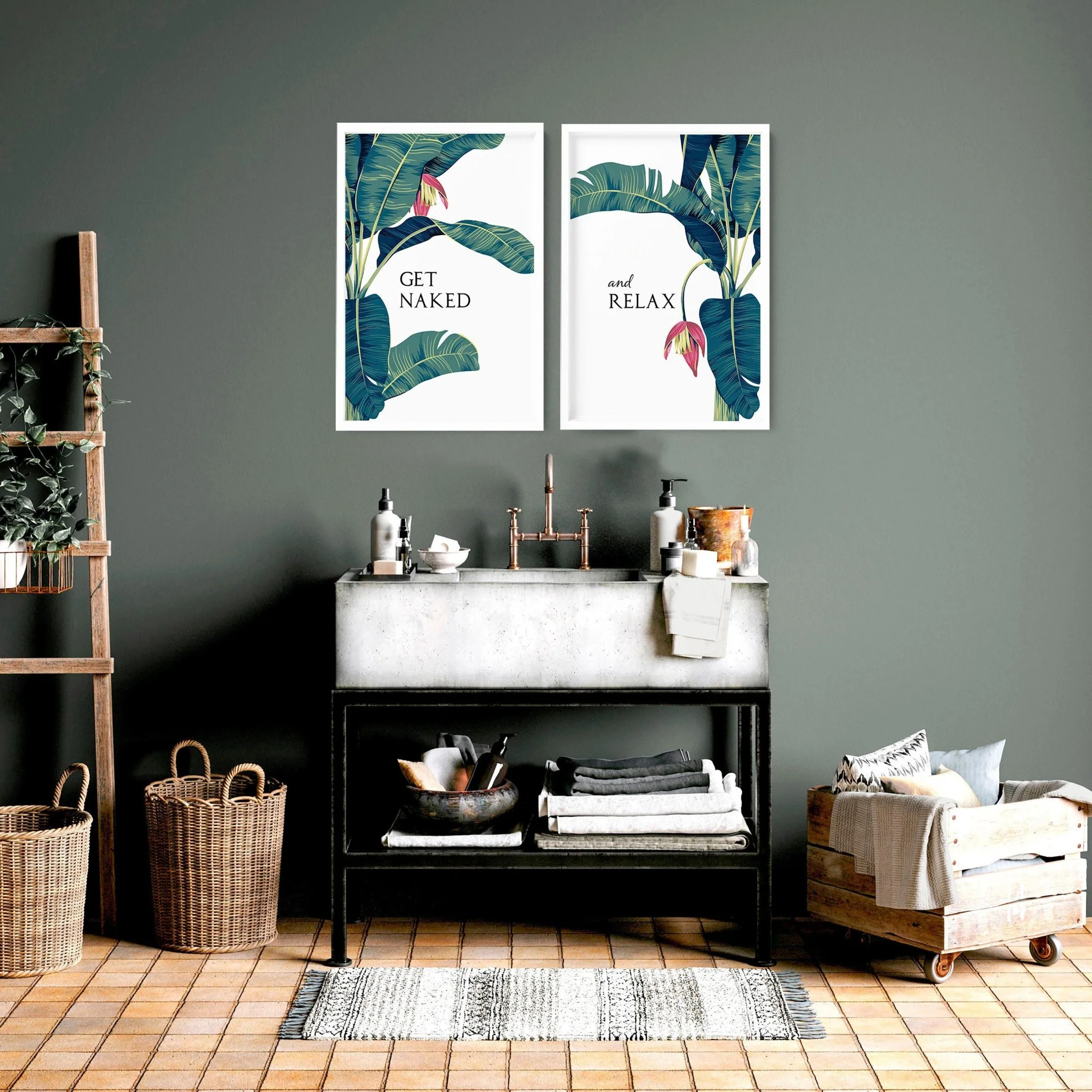 Prints for the bathroom walls | Set of 2 Tropical  wall art - Image 6
