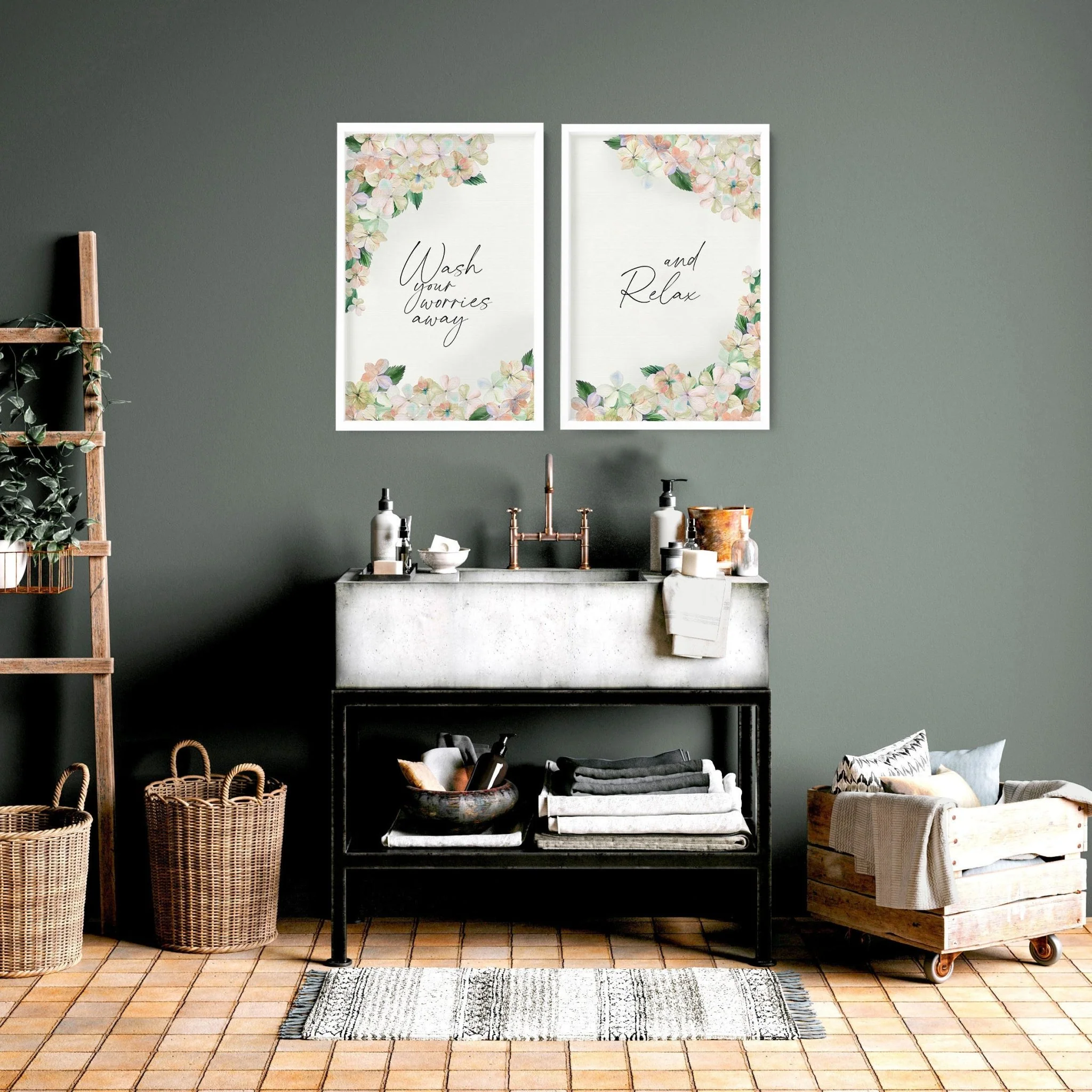 Prints of flowers for the bathroom | Set of 2 wall art prints - Image 2