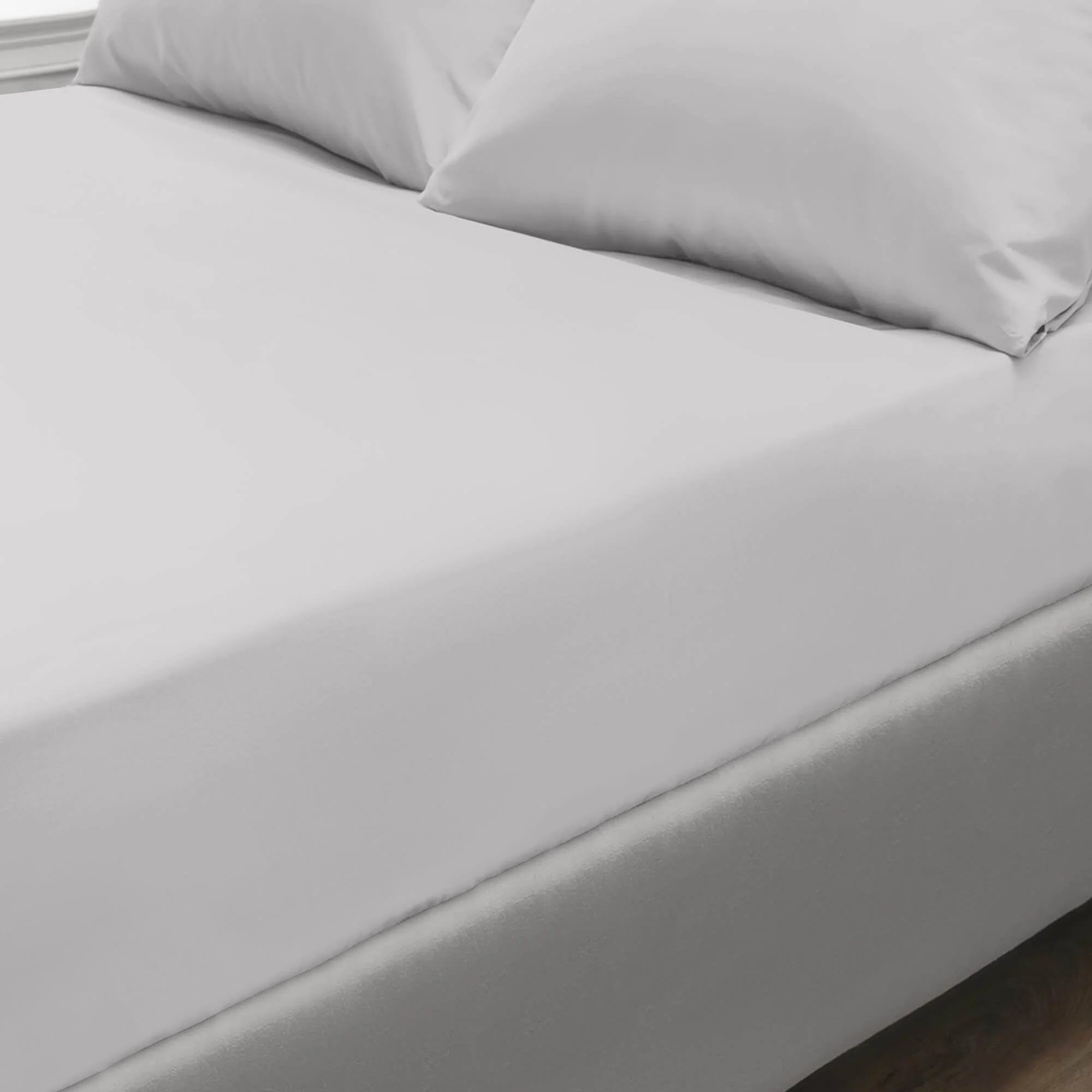 Pure Egyptian Cotton Duvet Cover Bed Set in Light Grey - Image 4