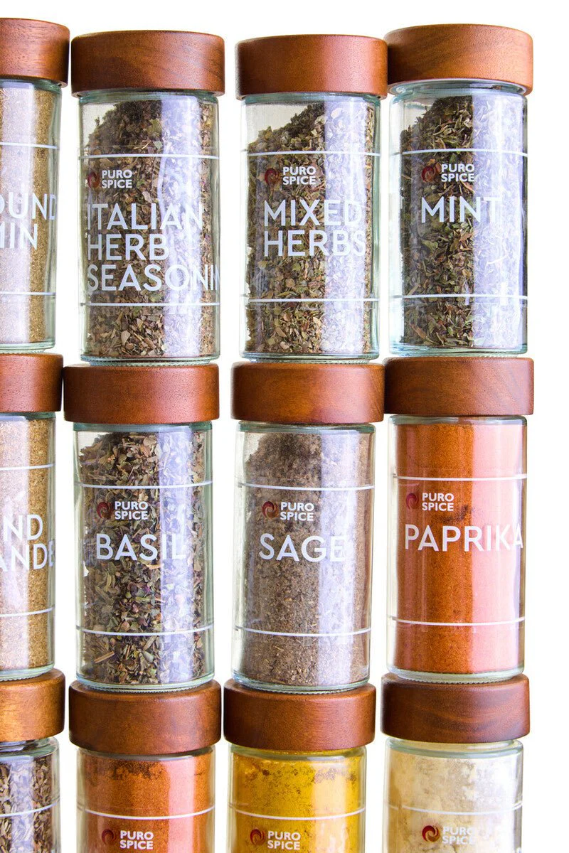 Puro Acacia Wood Revolving Spice Rack with 16 Jars - Image 15