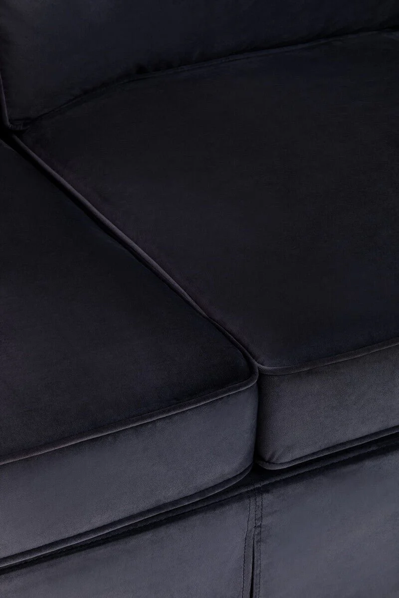 Ralph Three Seat Black Velvet Sofa - Image 14