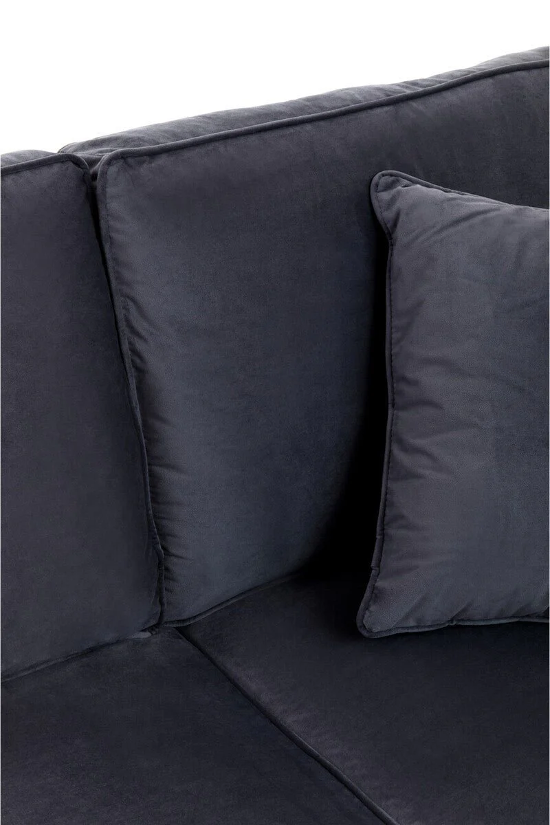 Ralph Three Seat Black Velvet Sofa - Image 15