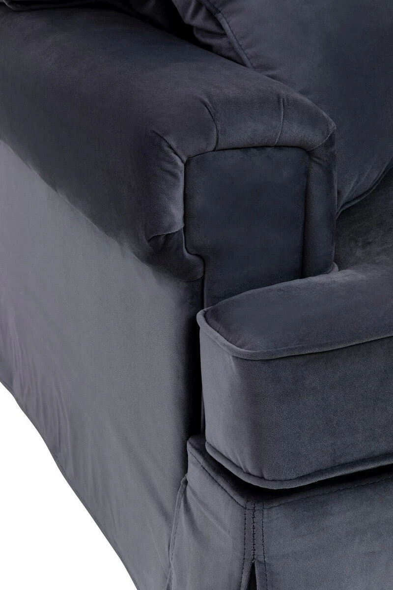 Ralph Three Seat Black Velvet Sofa - Image 16